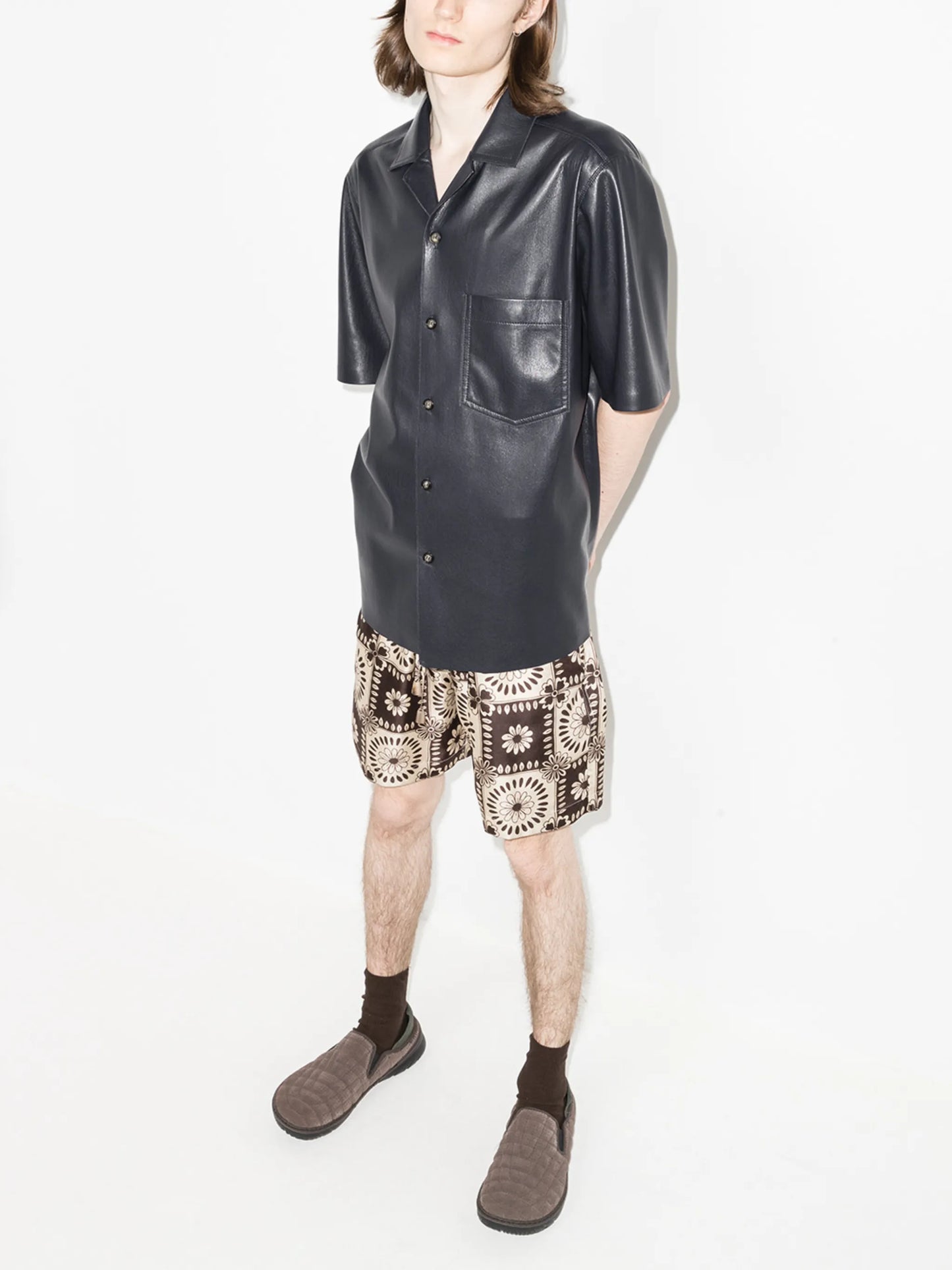 Bodil faux-leather shirt