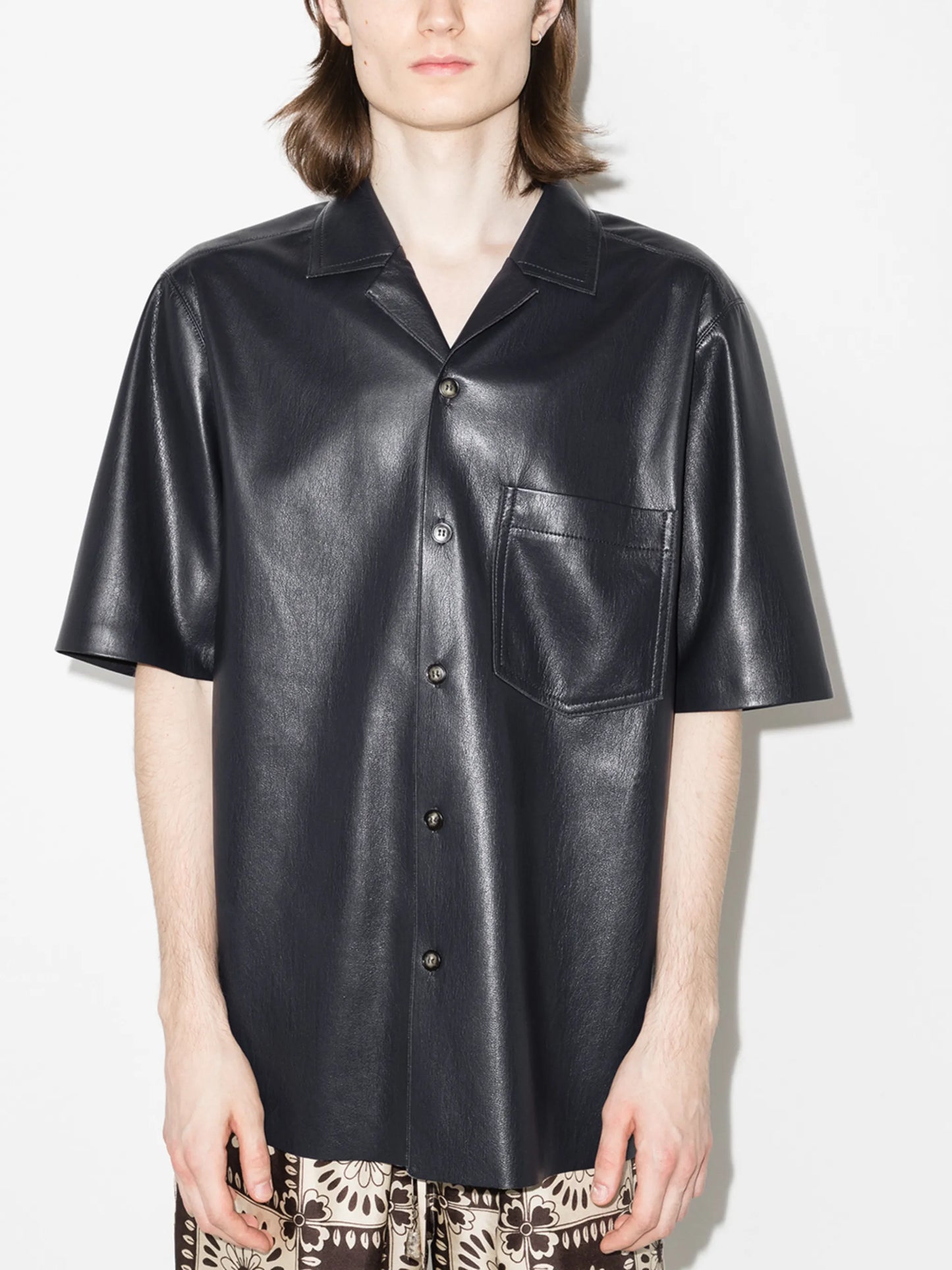Bodil faux-leather shirt