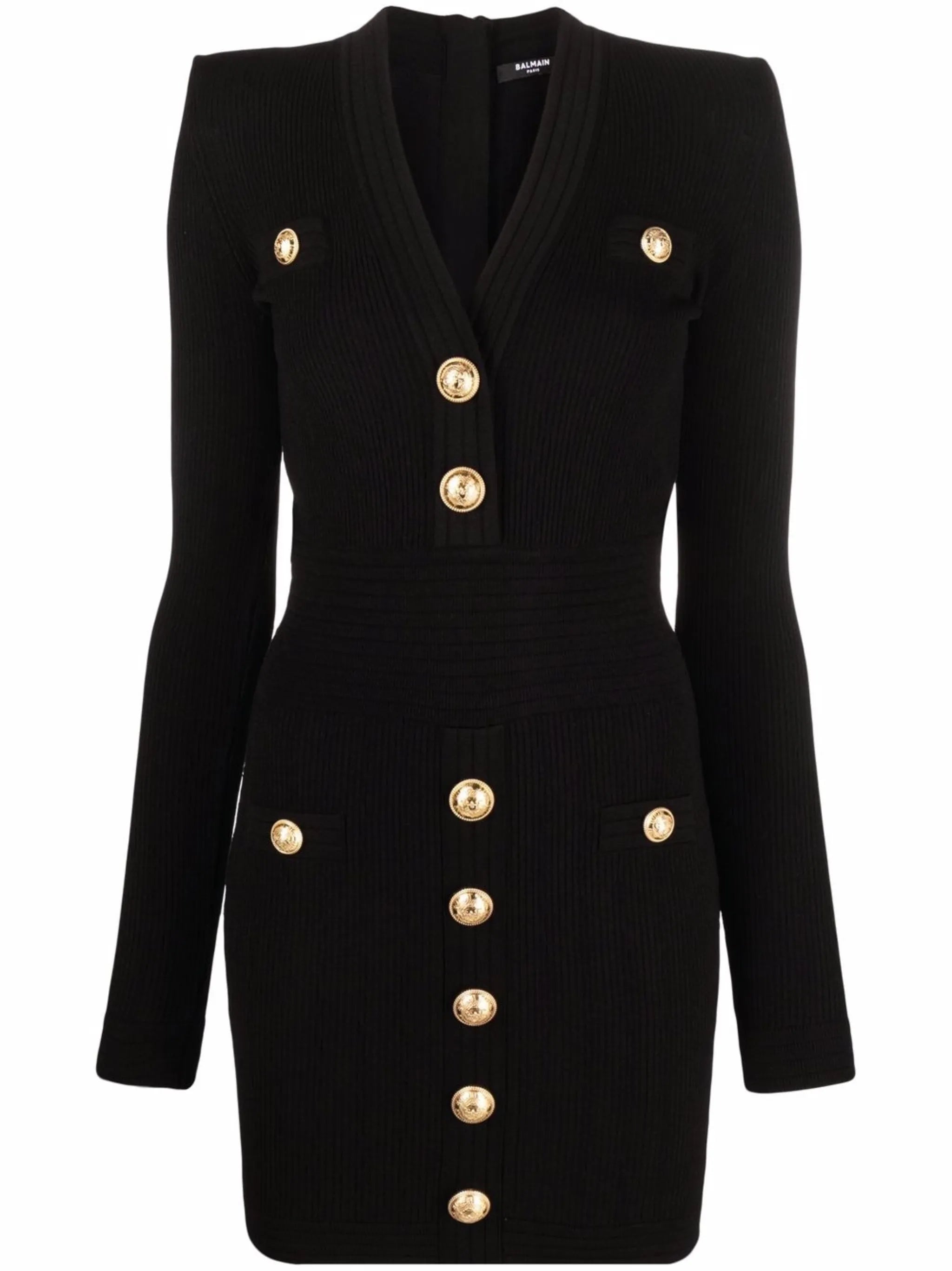 logo-button ribbed mini dress