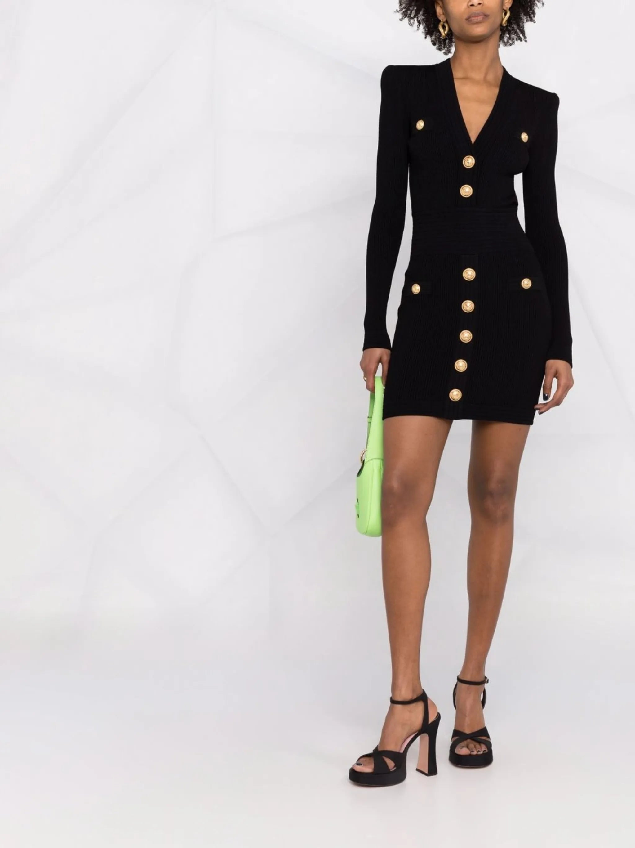 logo-button ribbed mini dress