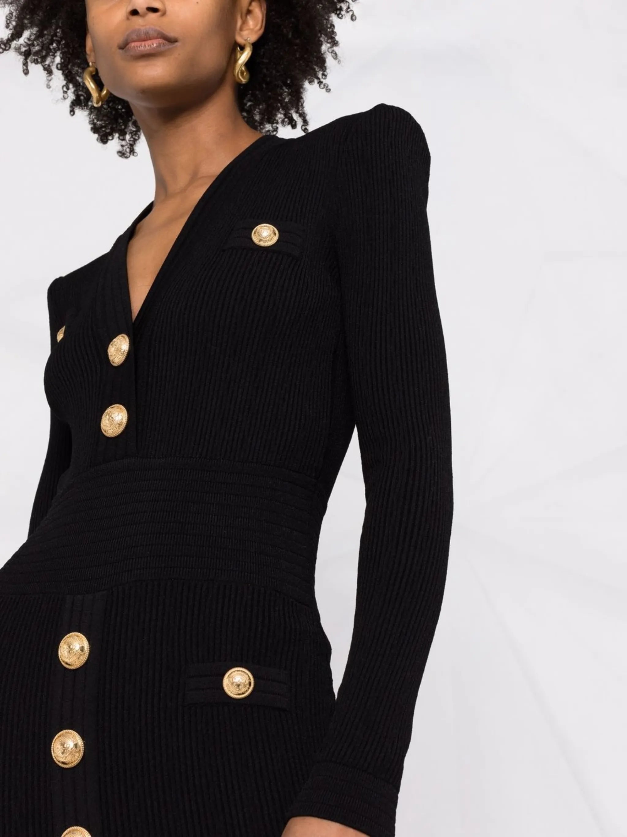 logo-button ribbed mini dress