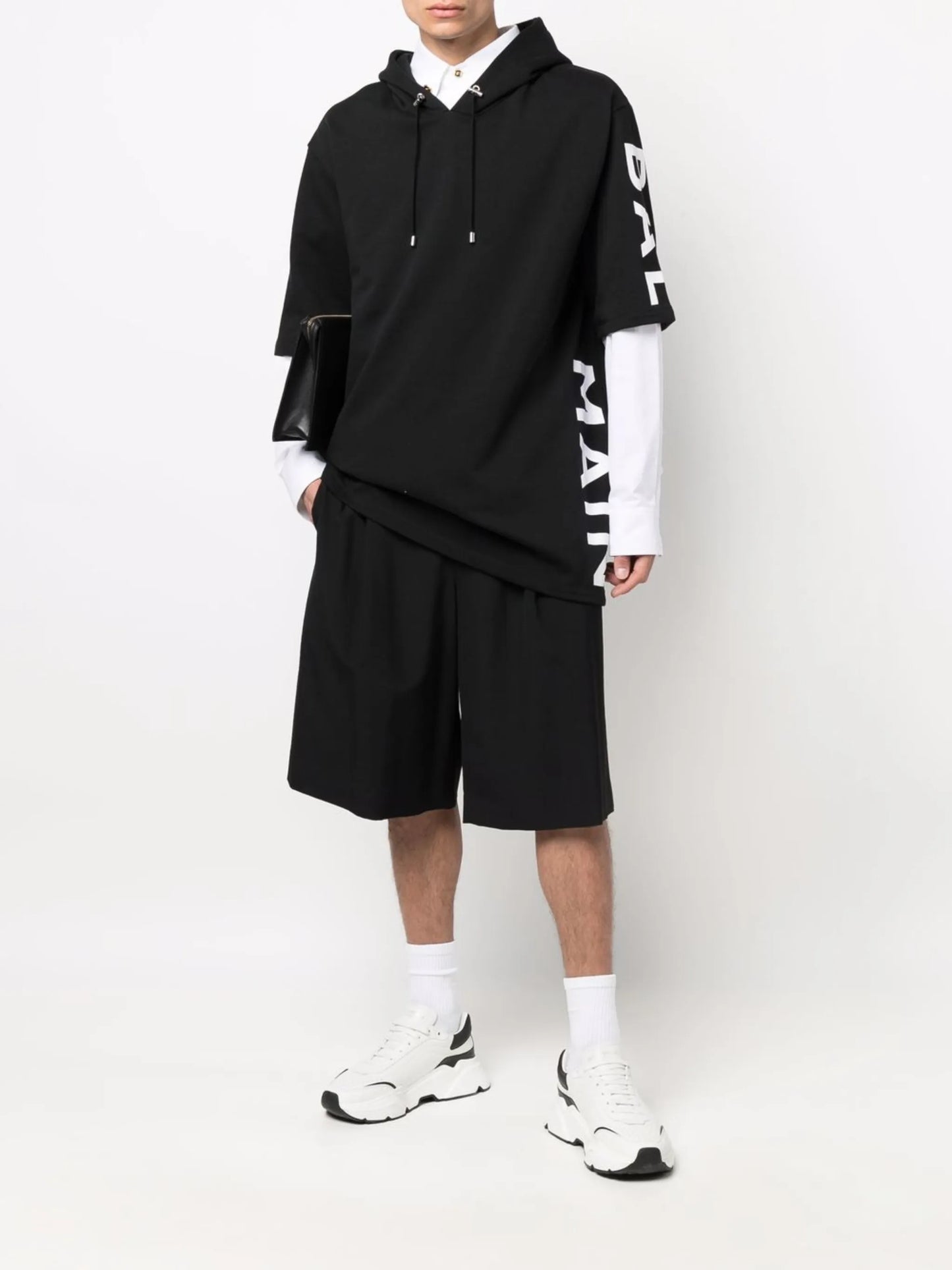 logo-print short-sleeve cotton hoodie