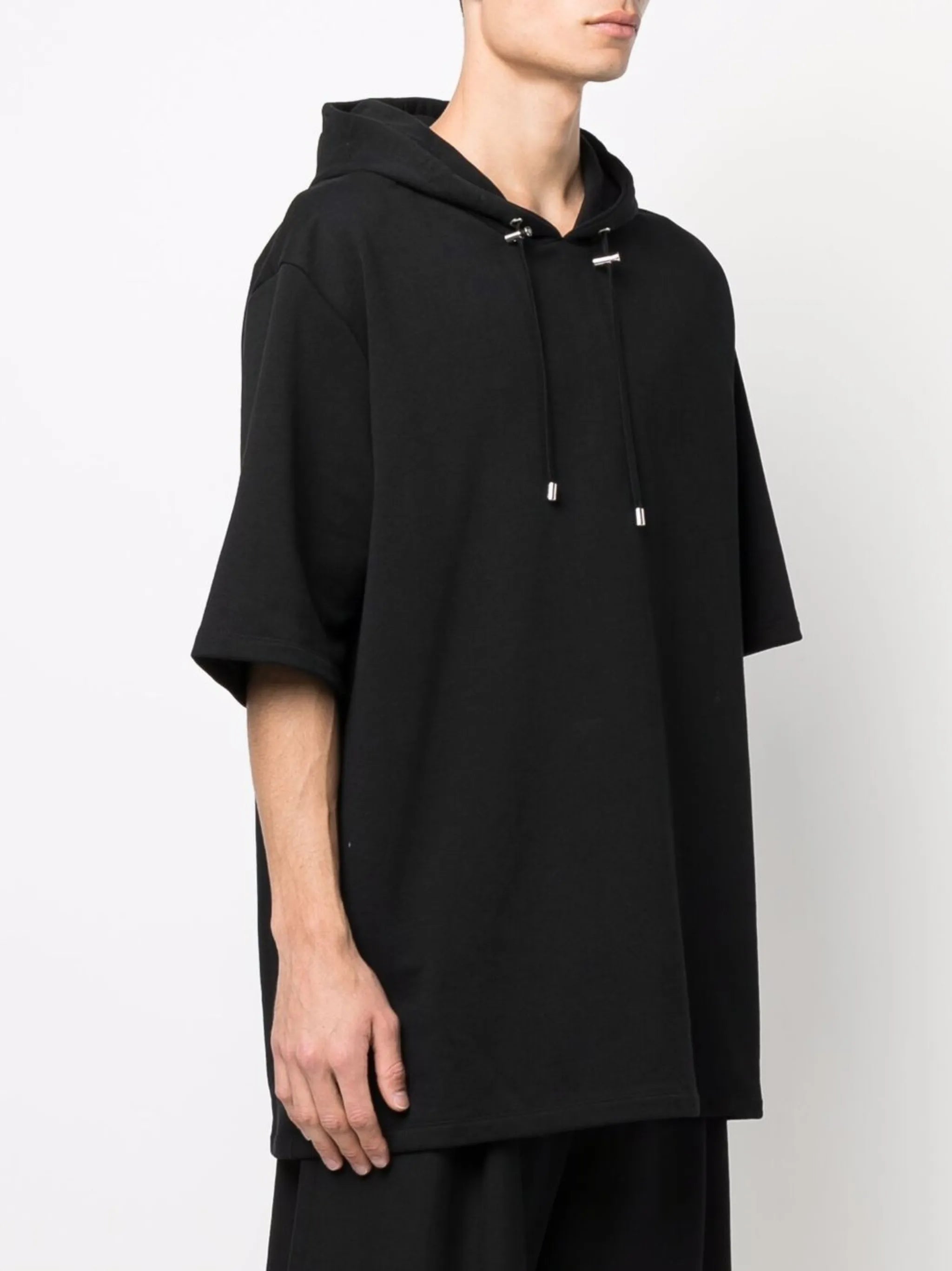 logo-print short-sleeve cotton hoodie
