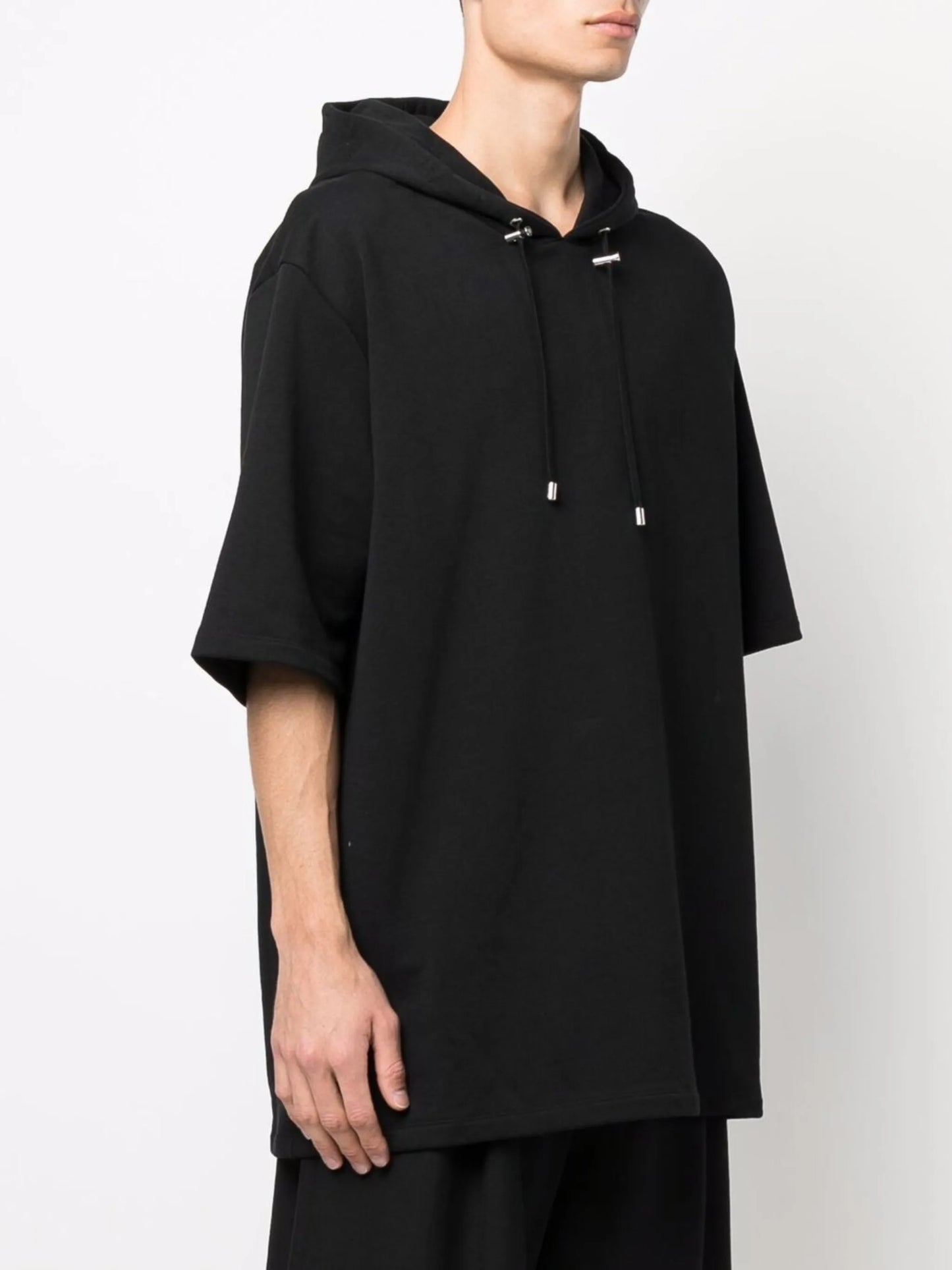 logo-print short-sleeve cotton hoodie