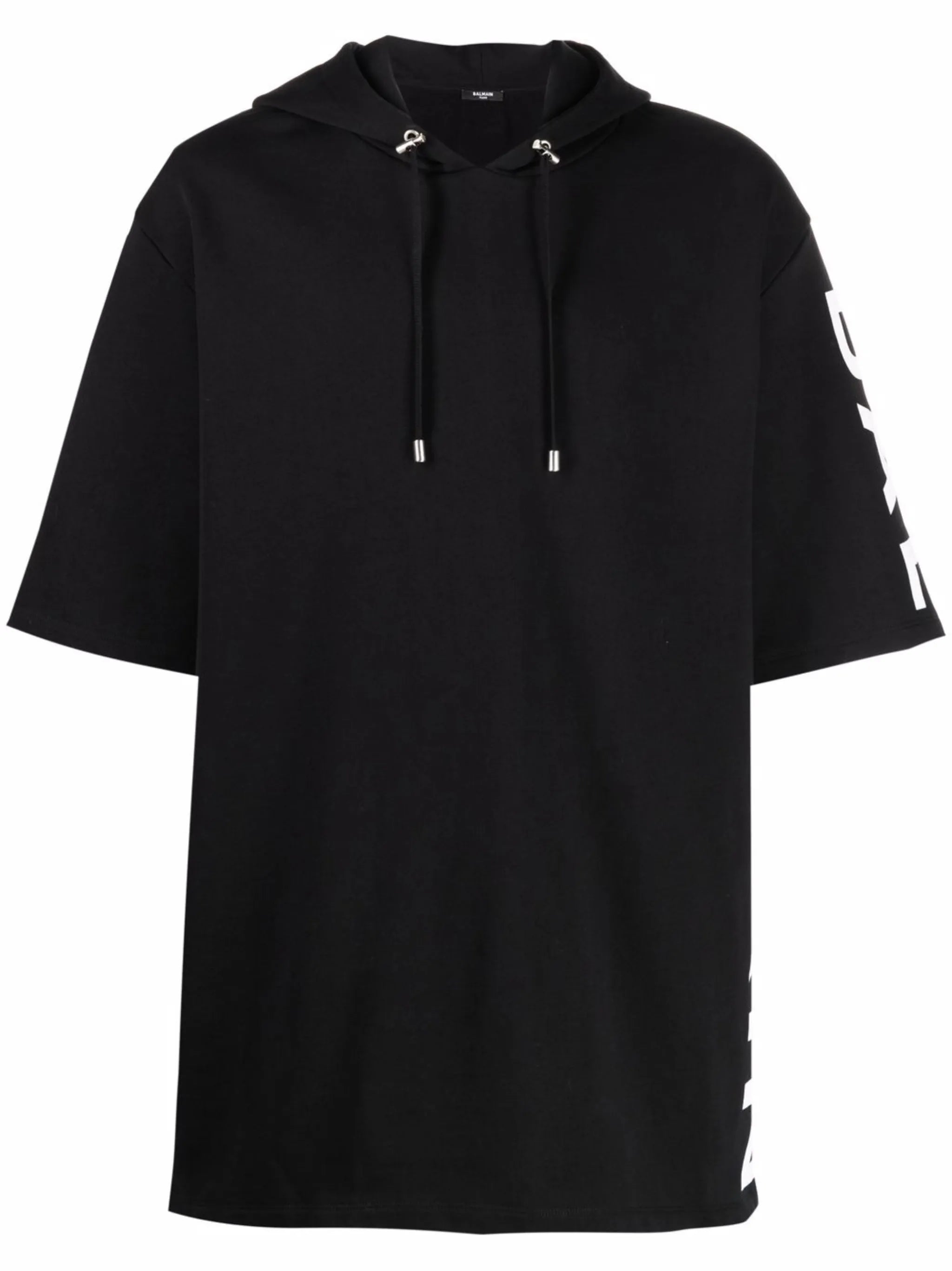 logo-print short-sleeve cotton hoodie