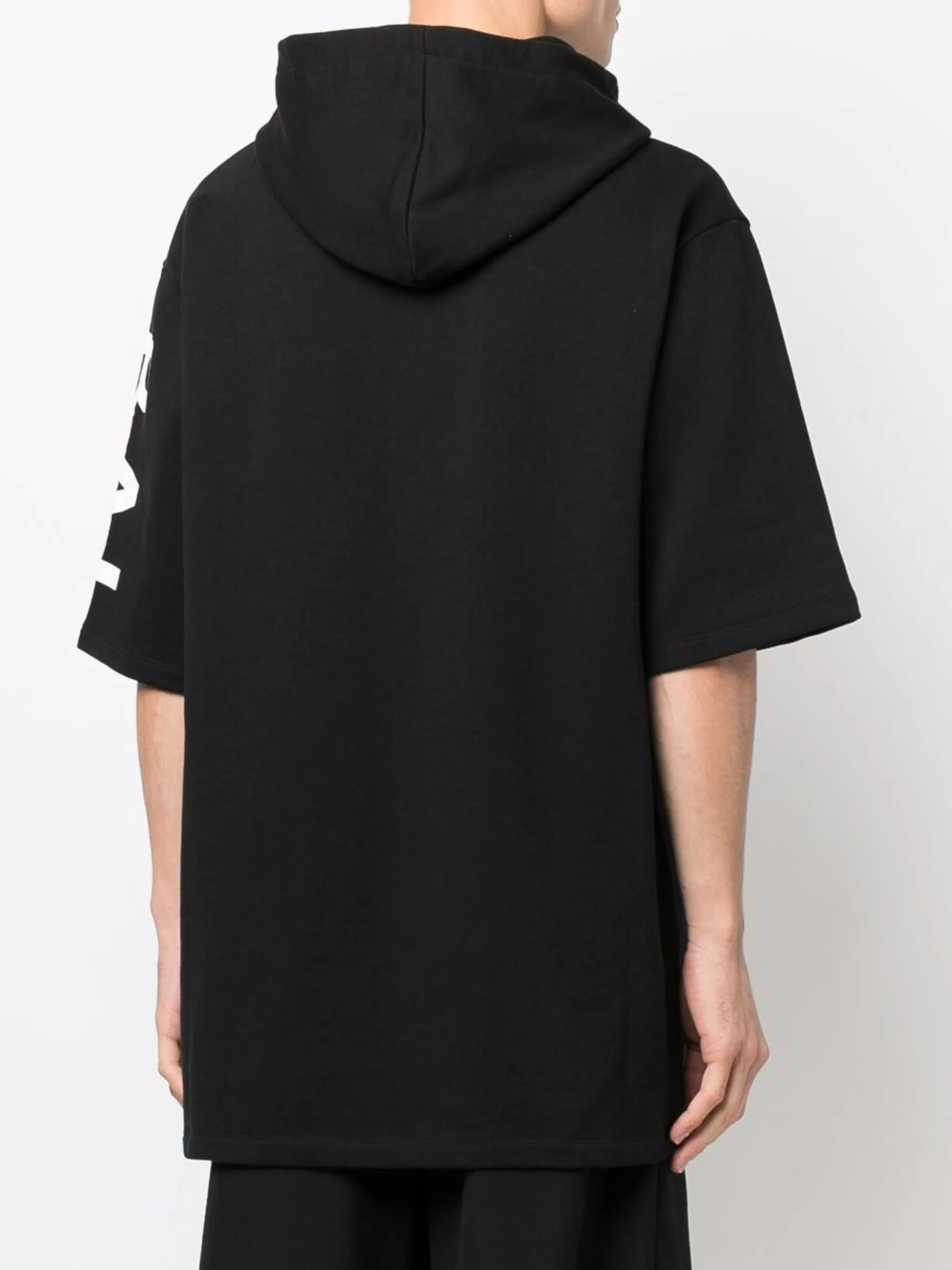 logo-print short-sleeve cotton hoodie