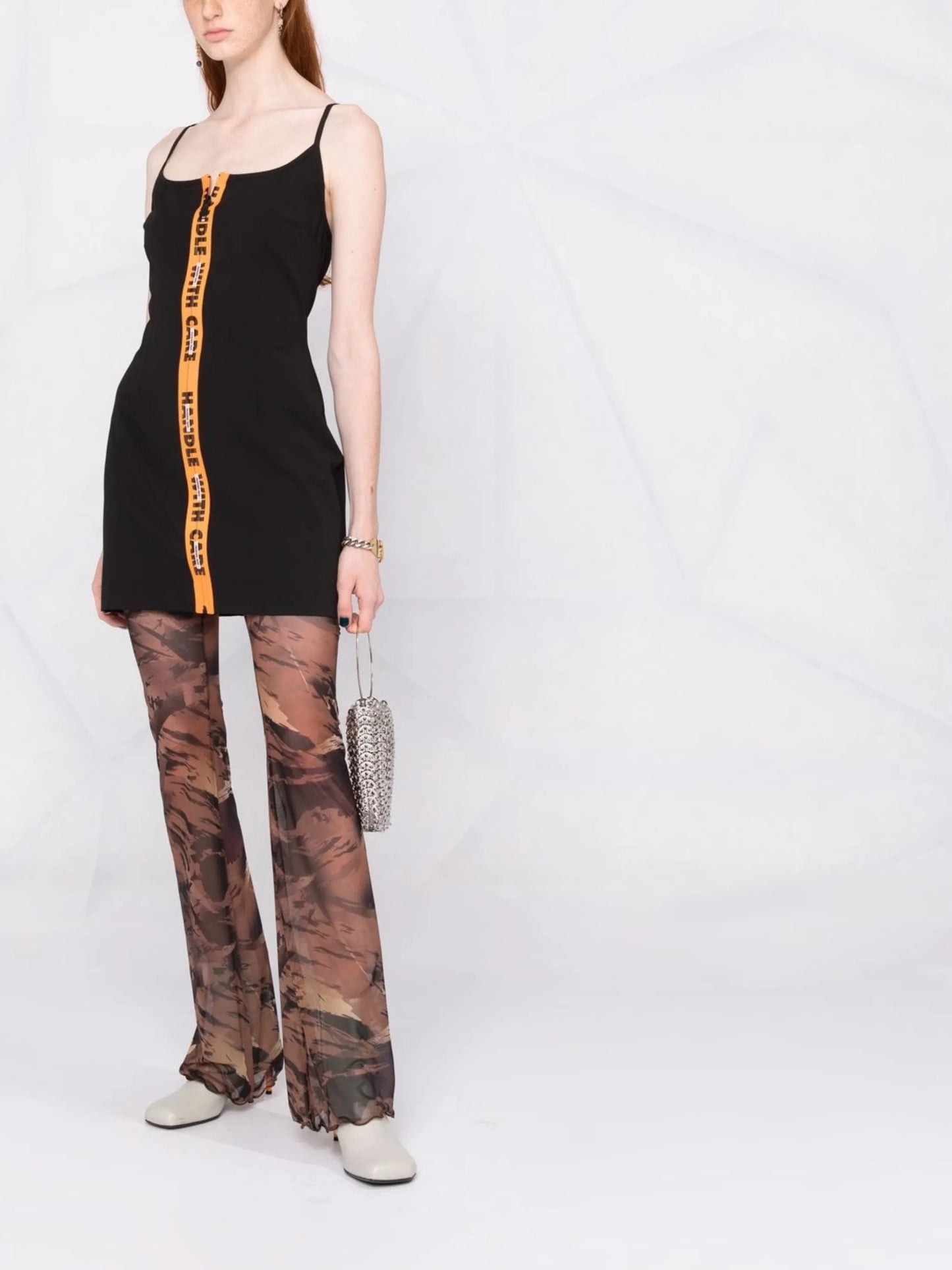 gabardine zipped short dress