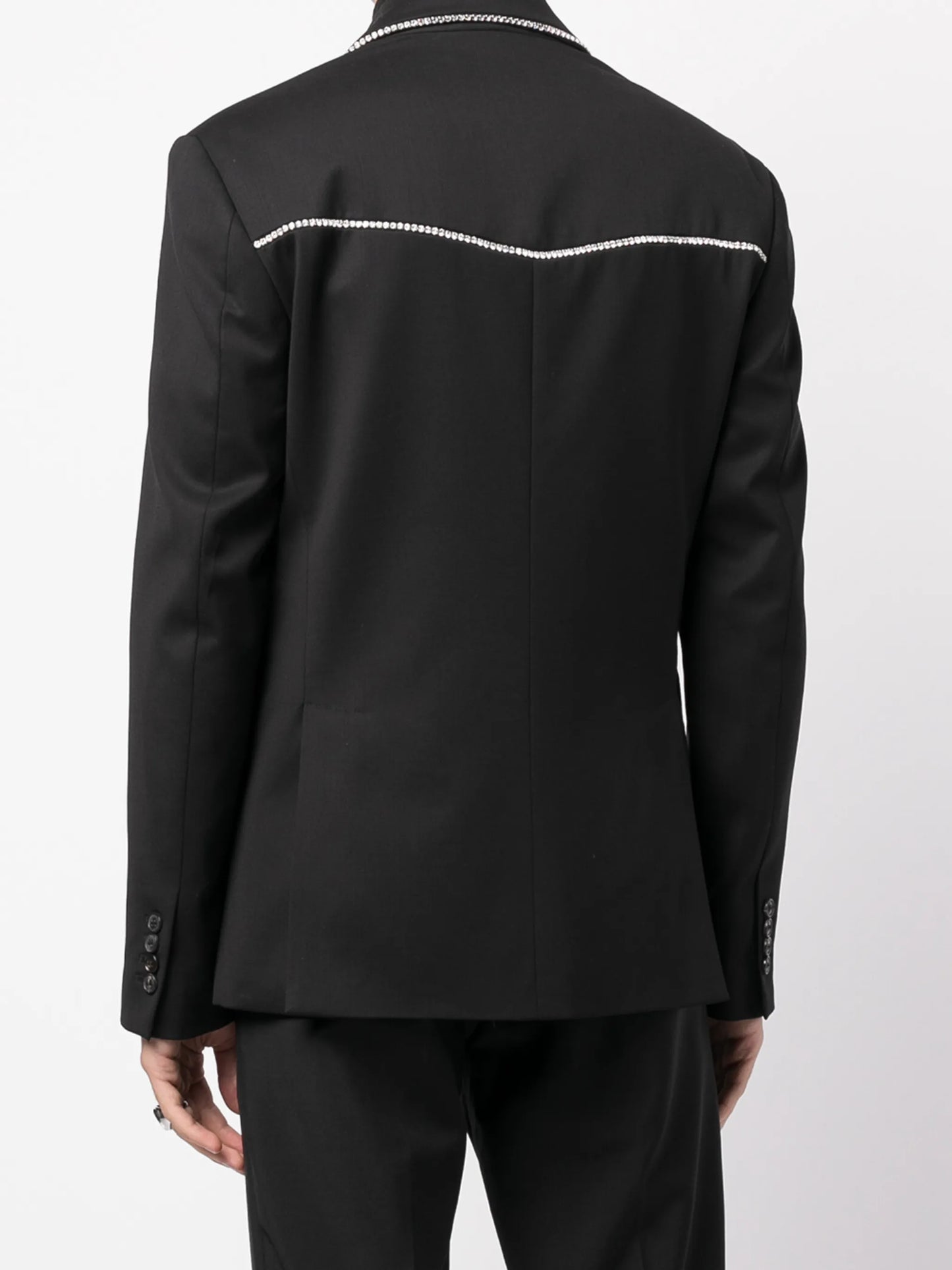 crystal-trim single-breasted blazer