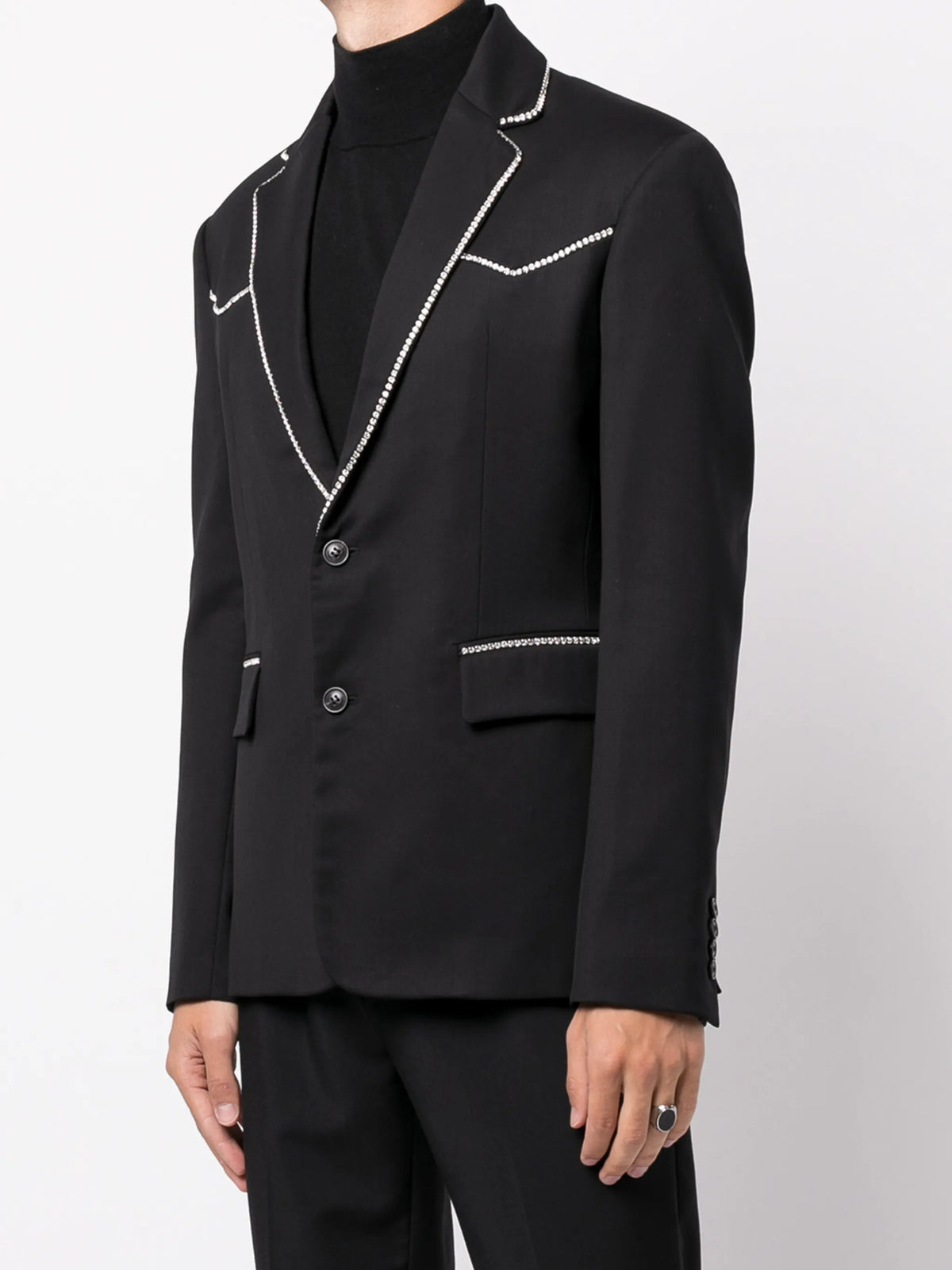 crystal-trim single-breasted blazer