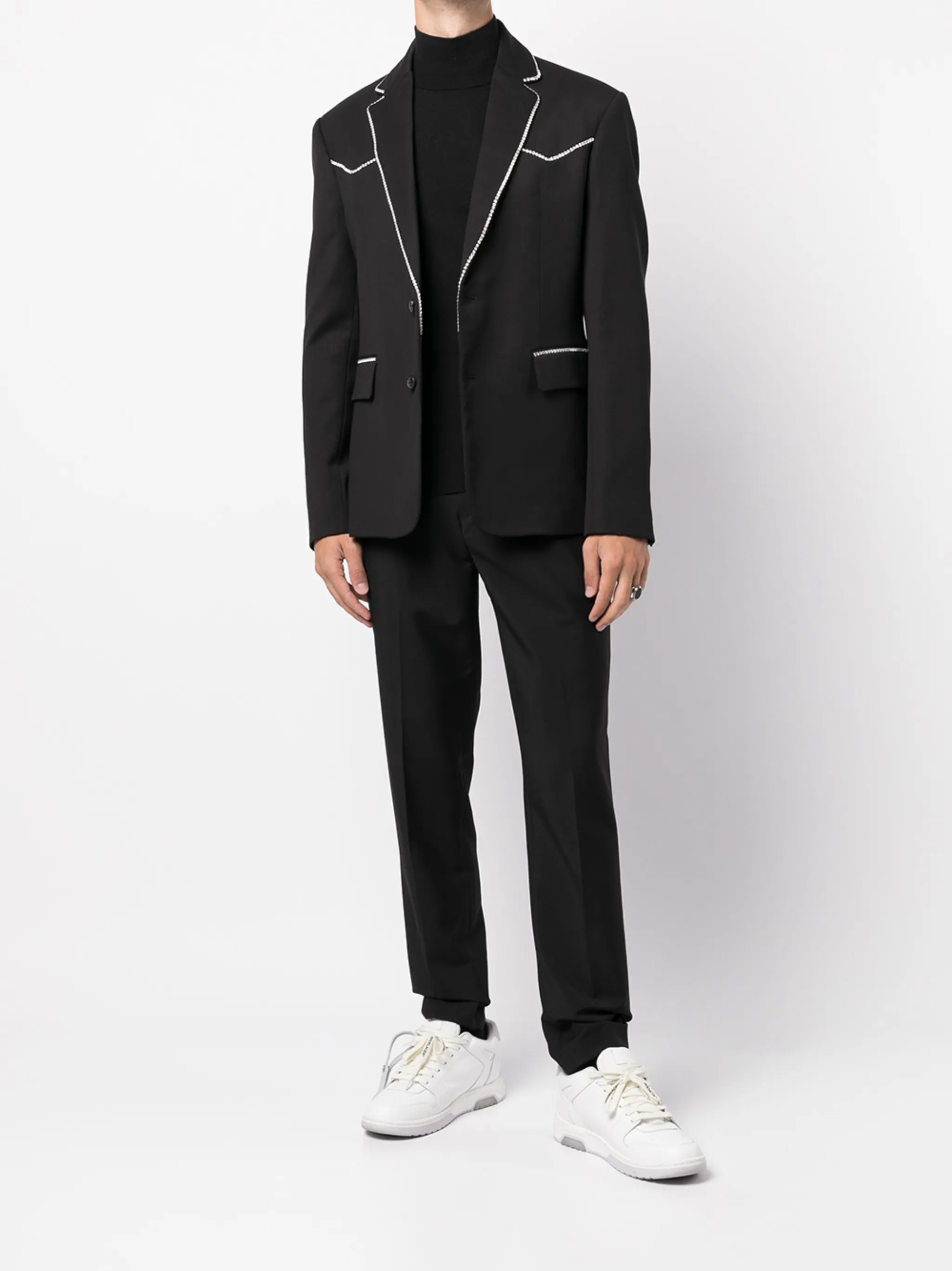 crystal-trim single-breasted blazer