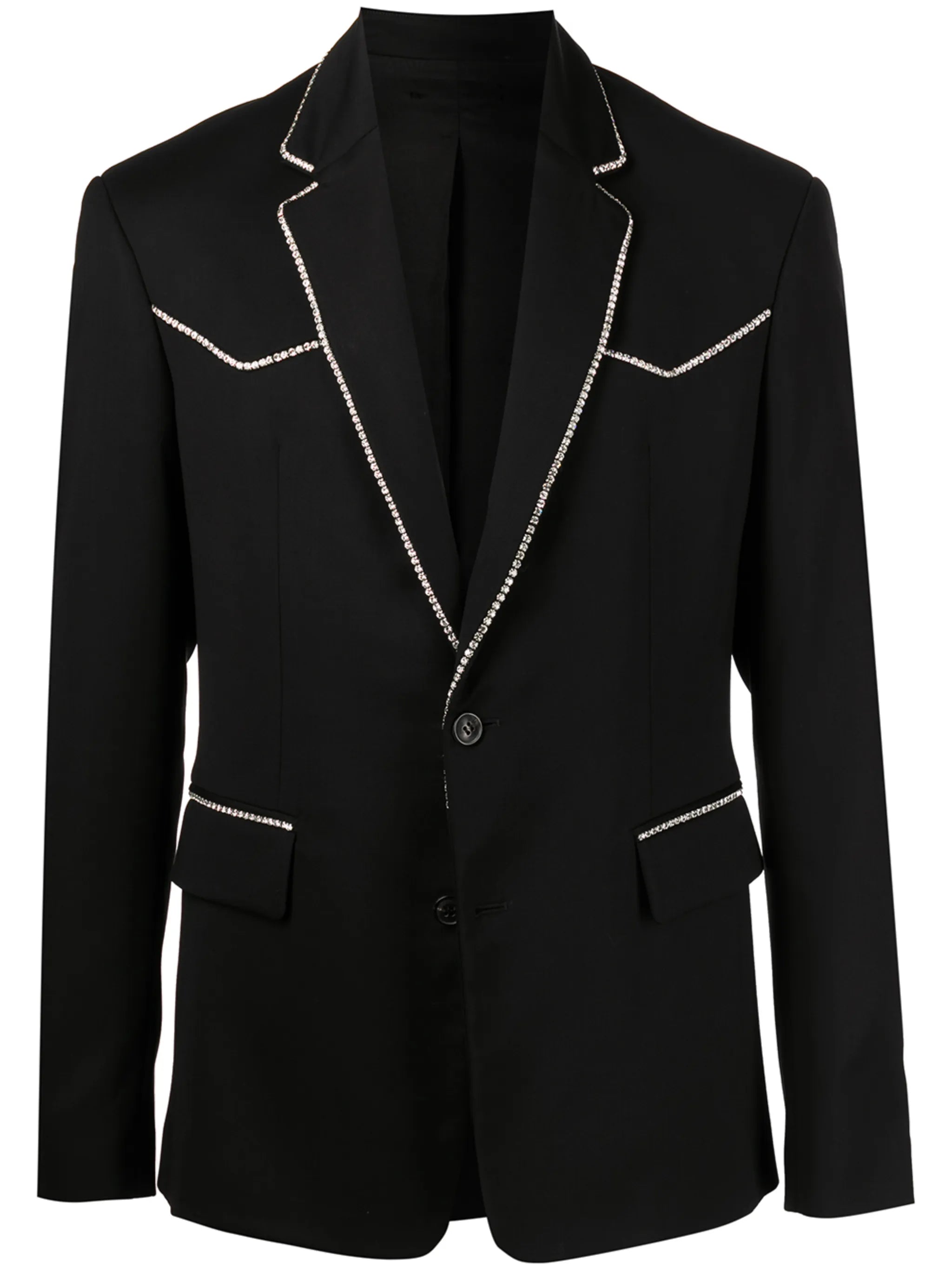 crystal-trim single-breasted blazer