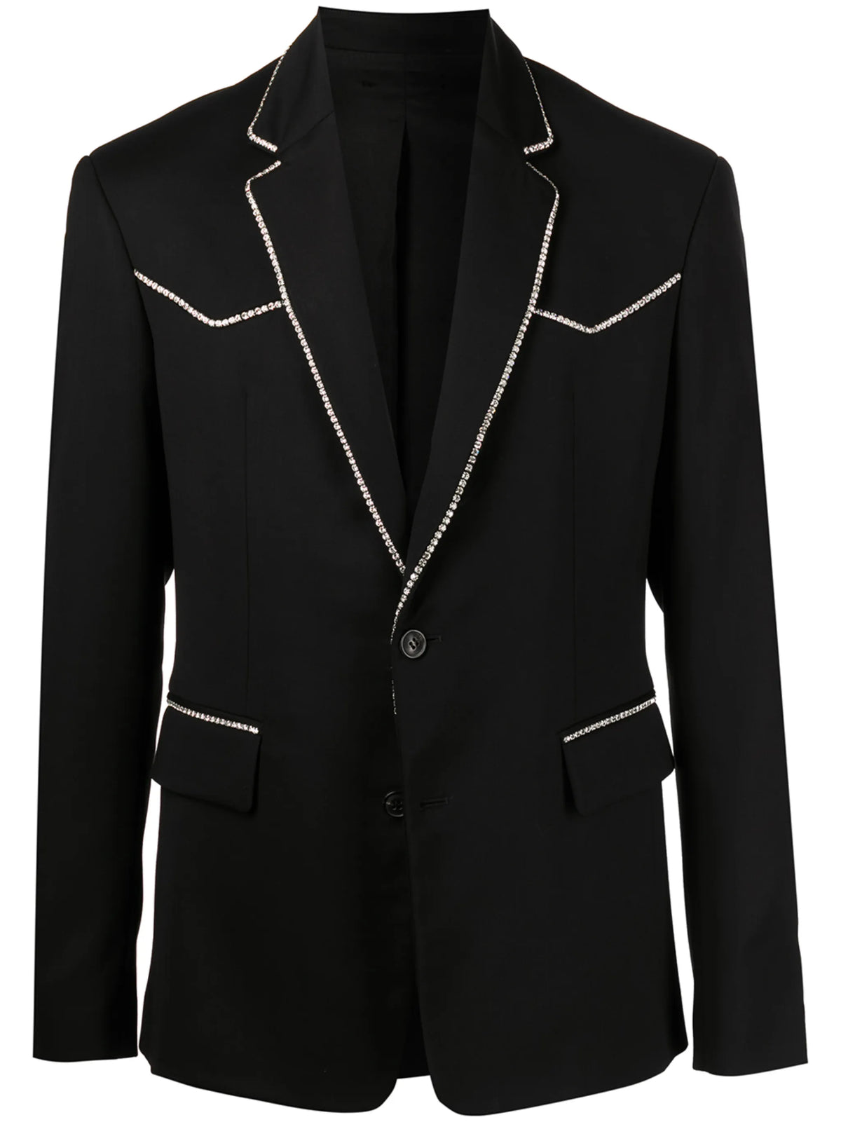 crystal-trim single-breasted blazer
