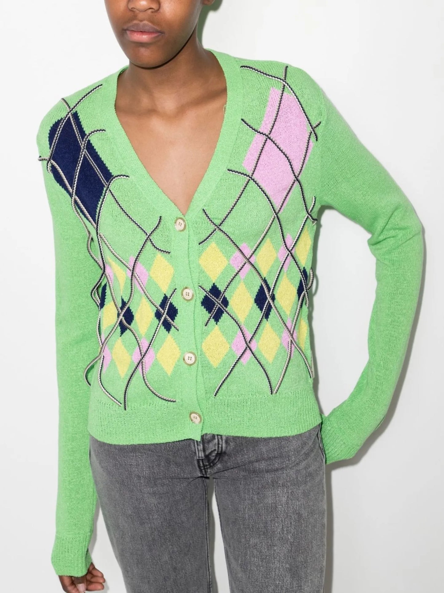 Joy argyle-string cardigan