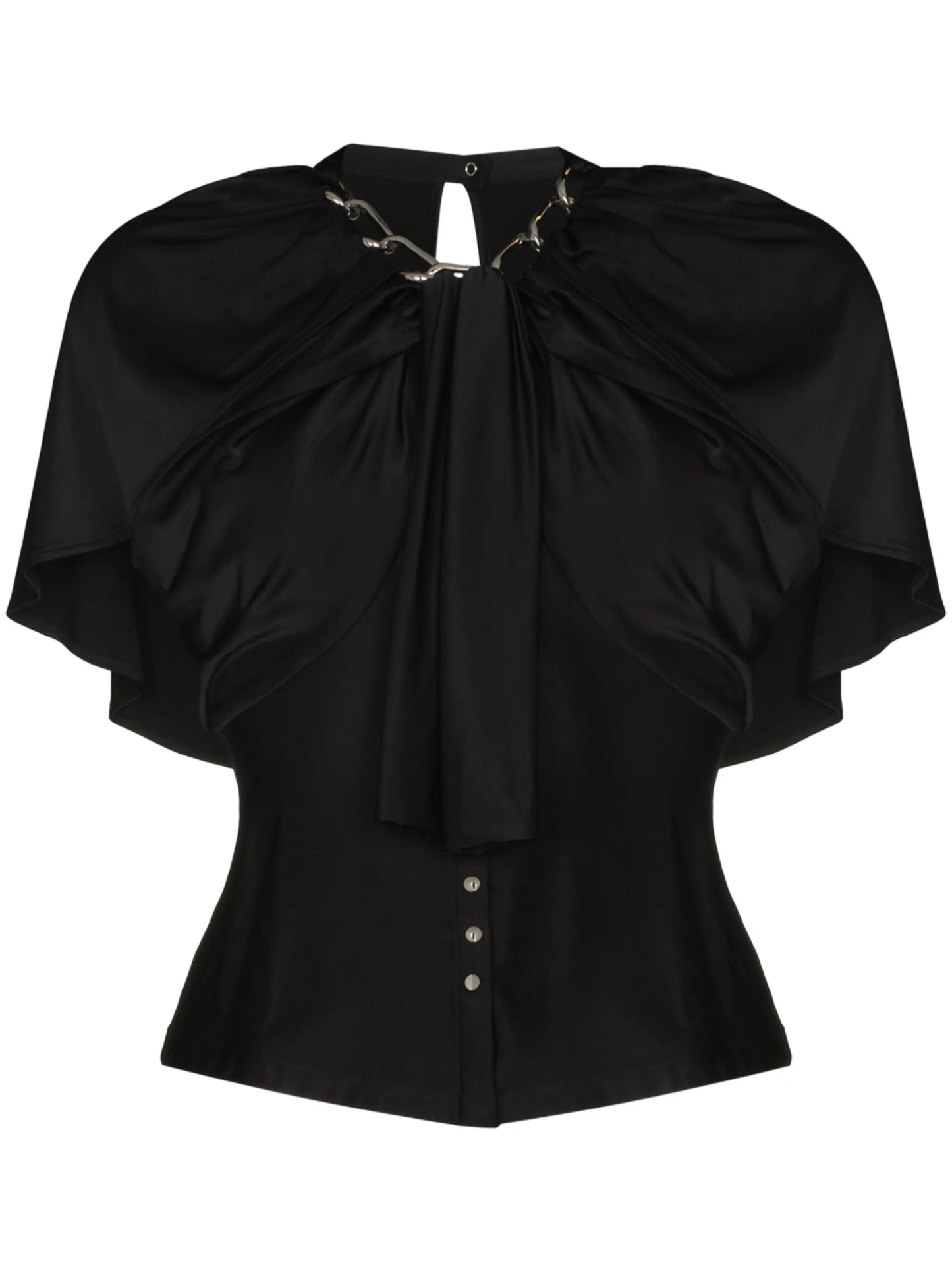 chain-embellished draped sleeves blouse