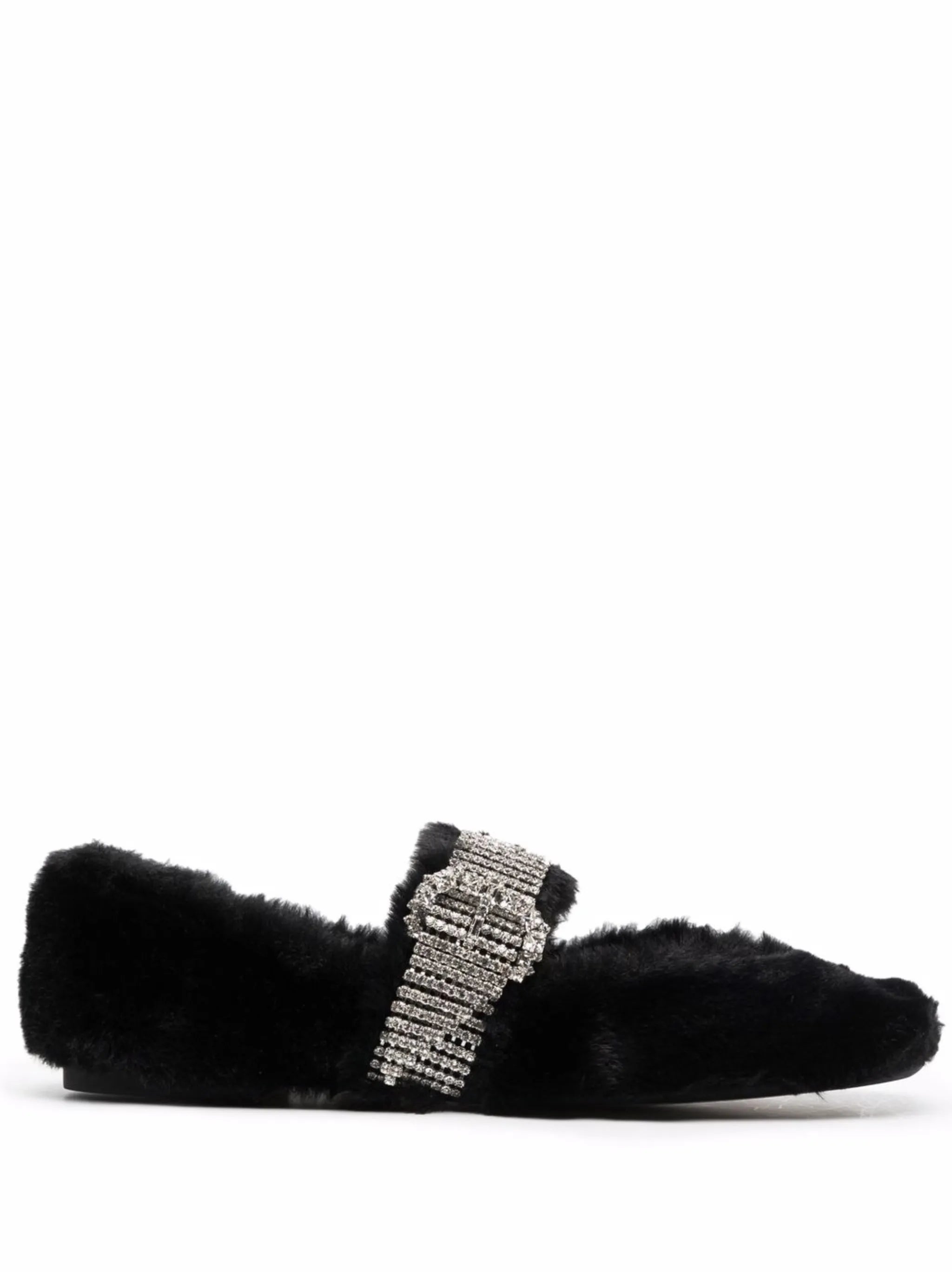 Krista faux-fur ballerina shoes
