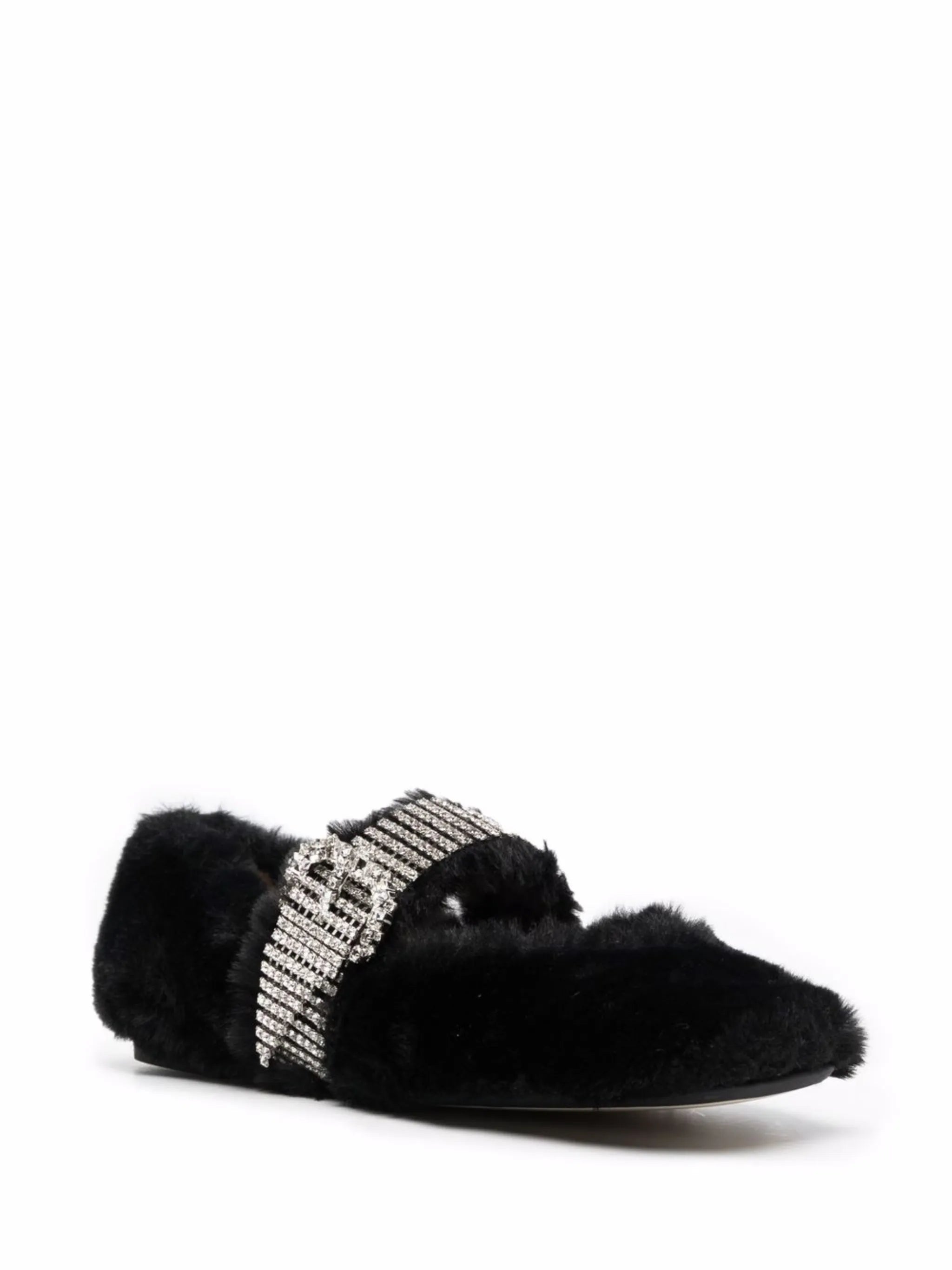 Krista faux-fur ballerina shoes
