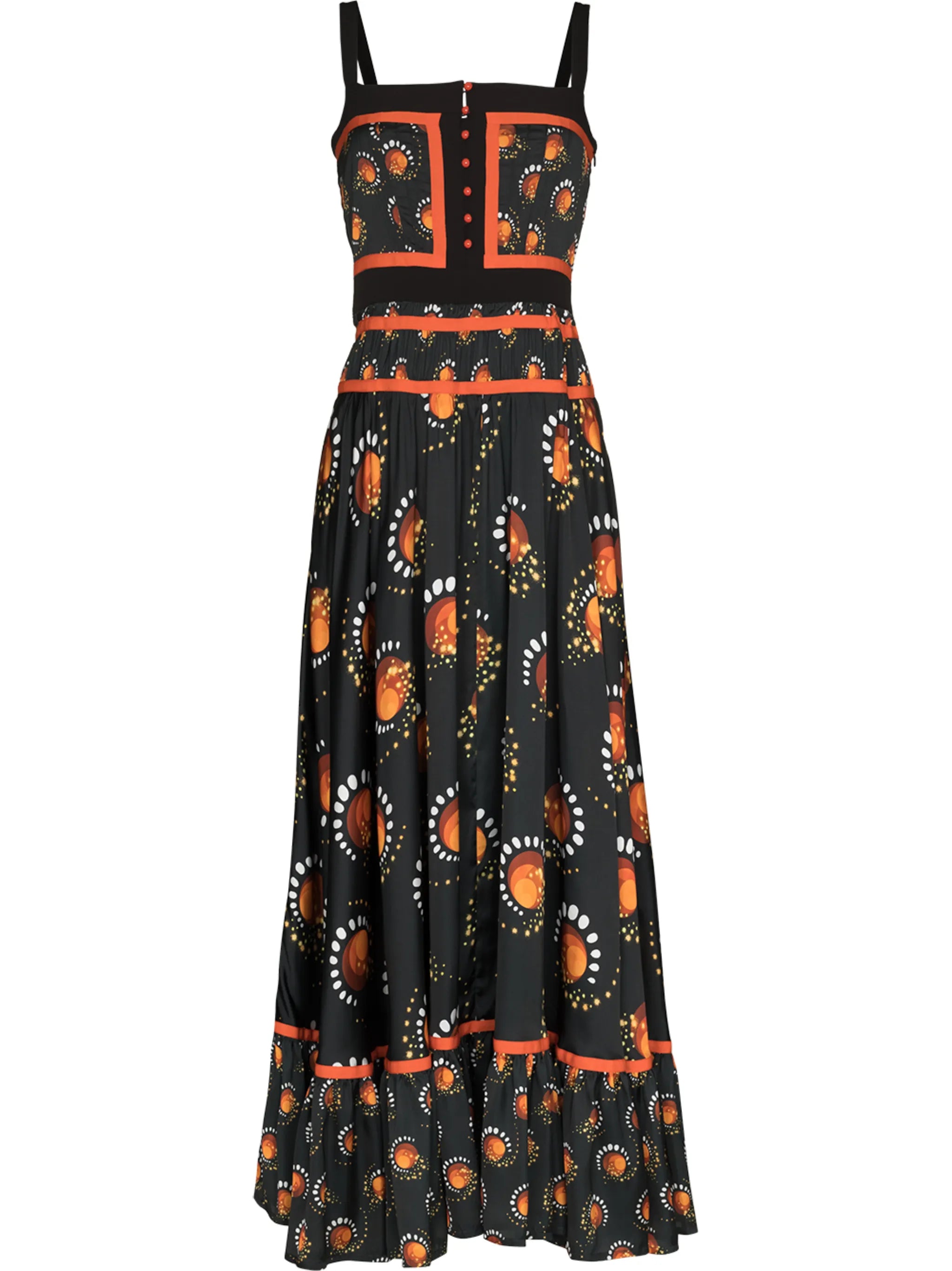 graphic-print flared maxi dress