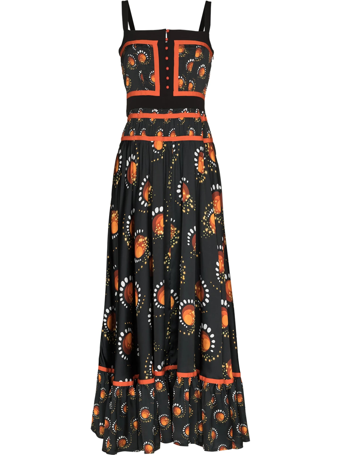 graphic-print flared maxi dress