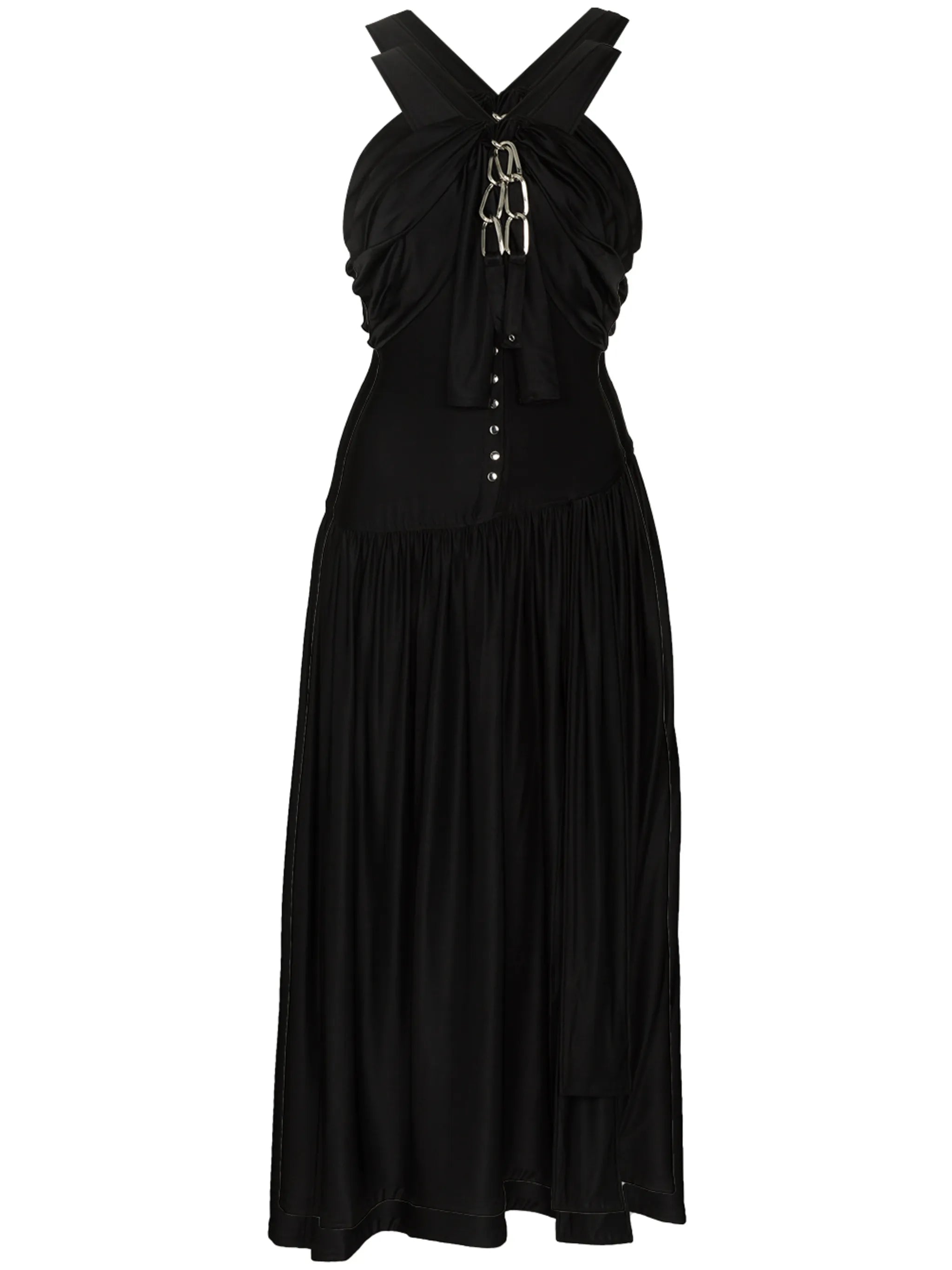 halterneck chain-detail midi dress