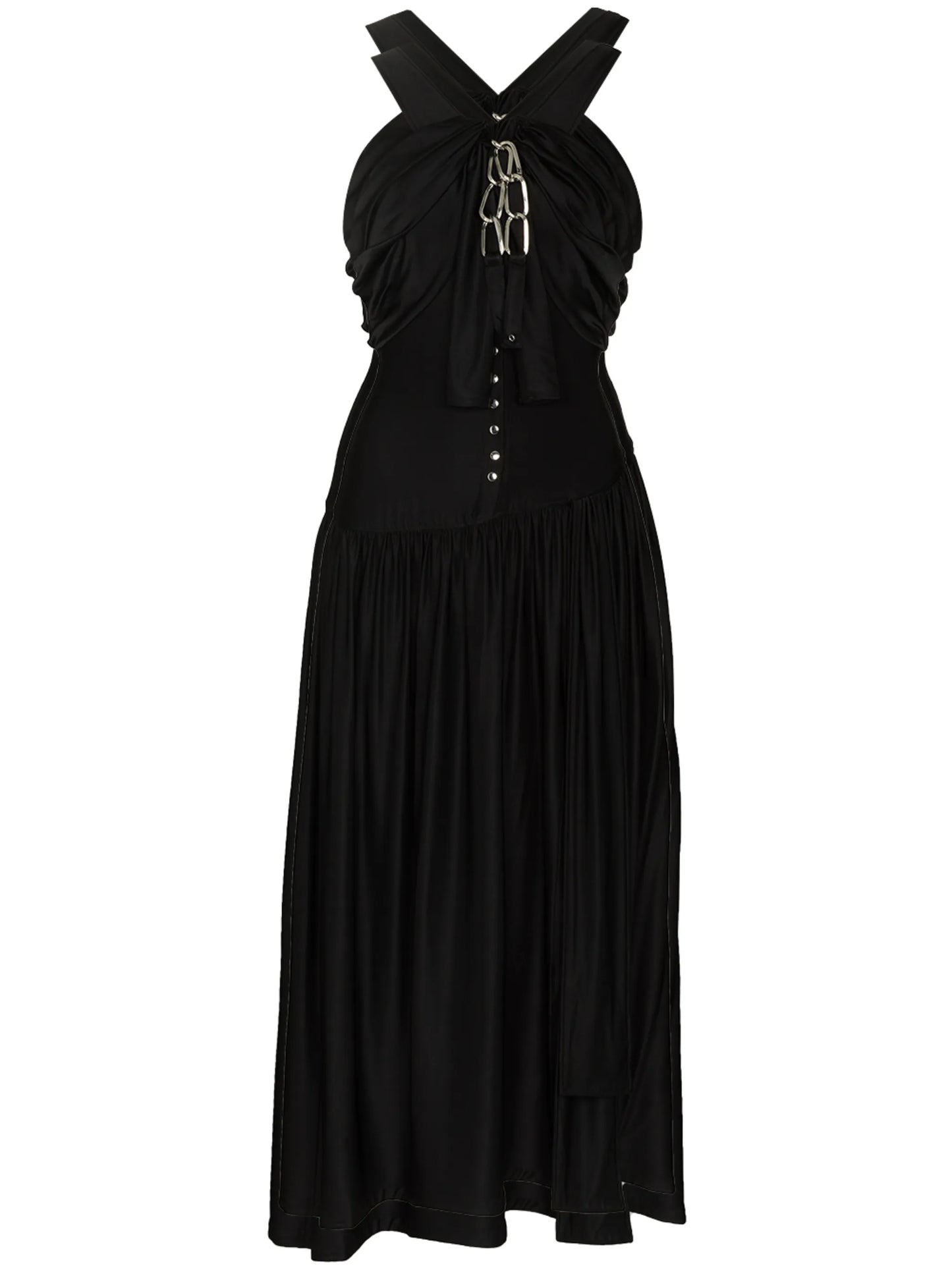 halterneck chain-detail midi dress