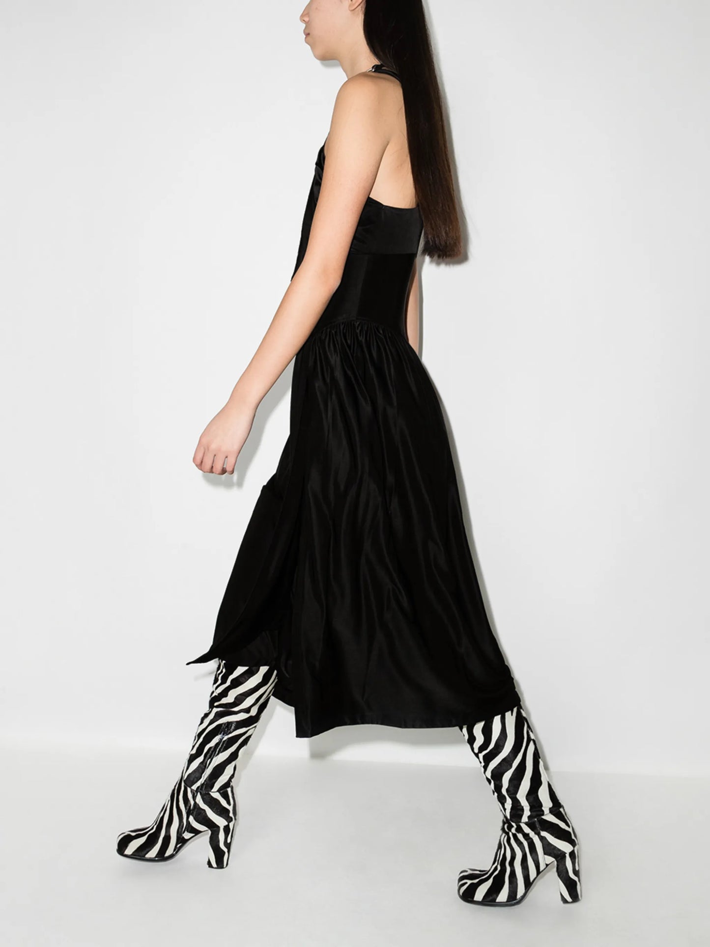 halterneck chain-detail midi dress