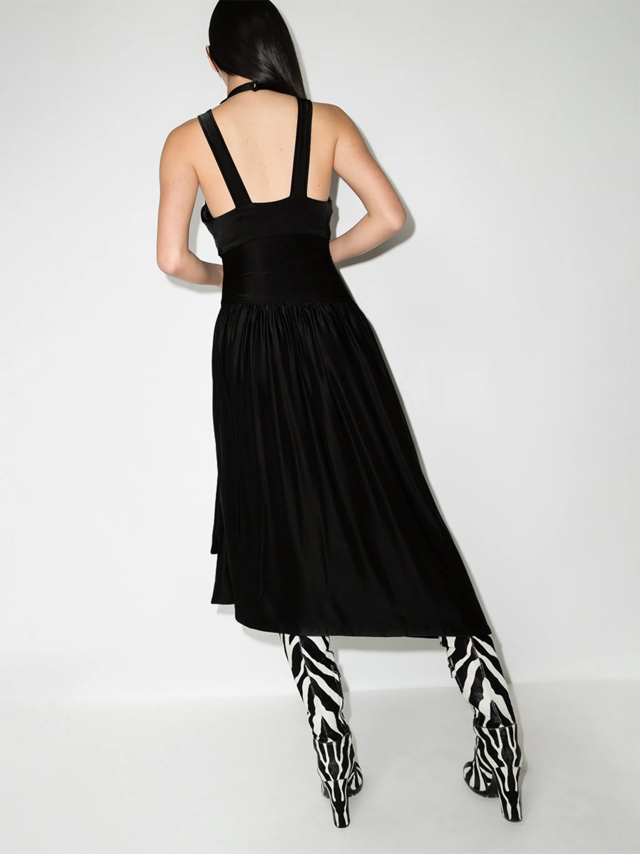 halterneck chain-detail midi dress