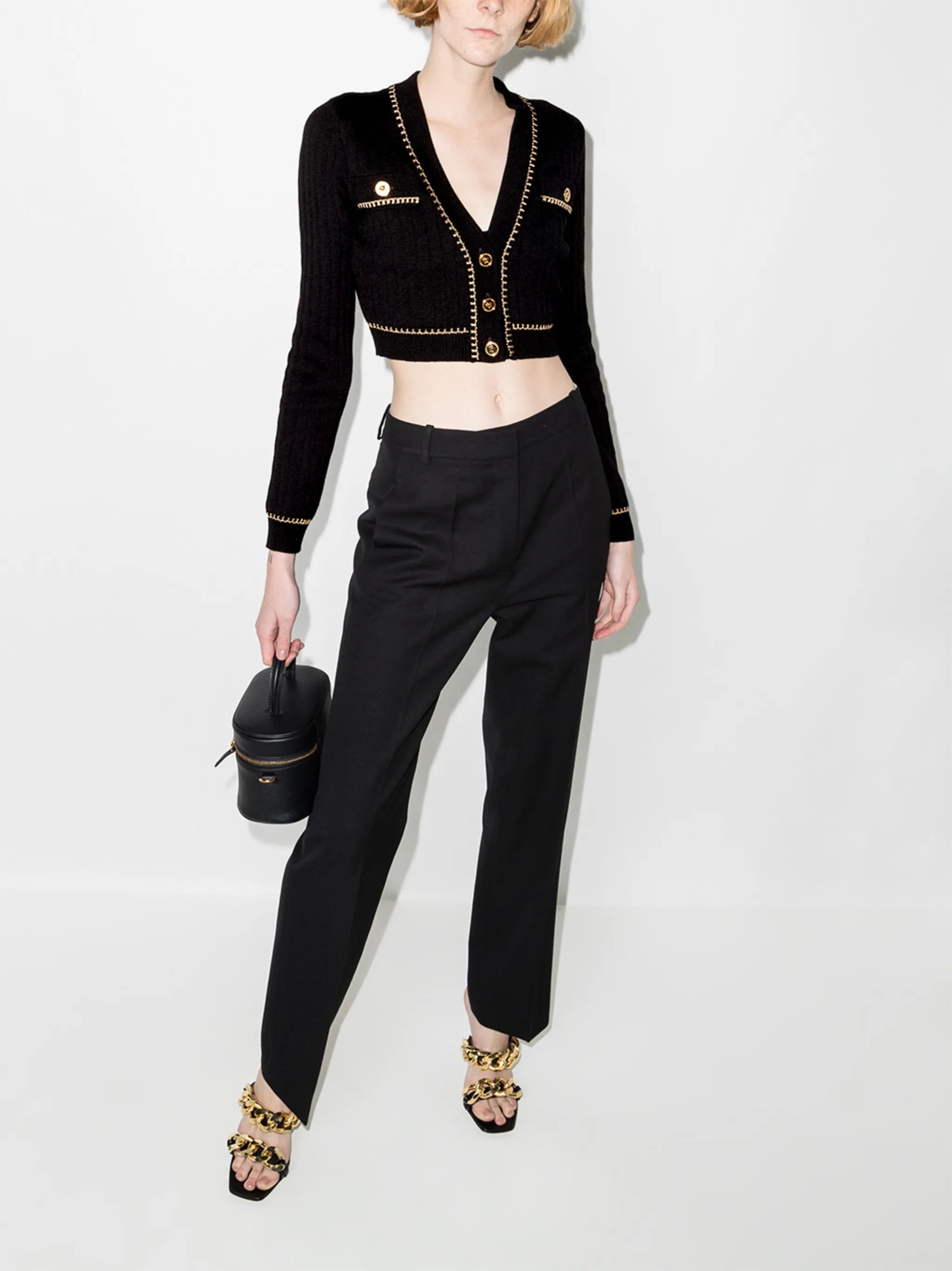 logo-button cropped cardigan