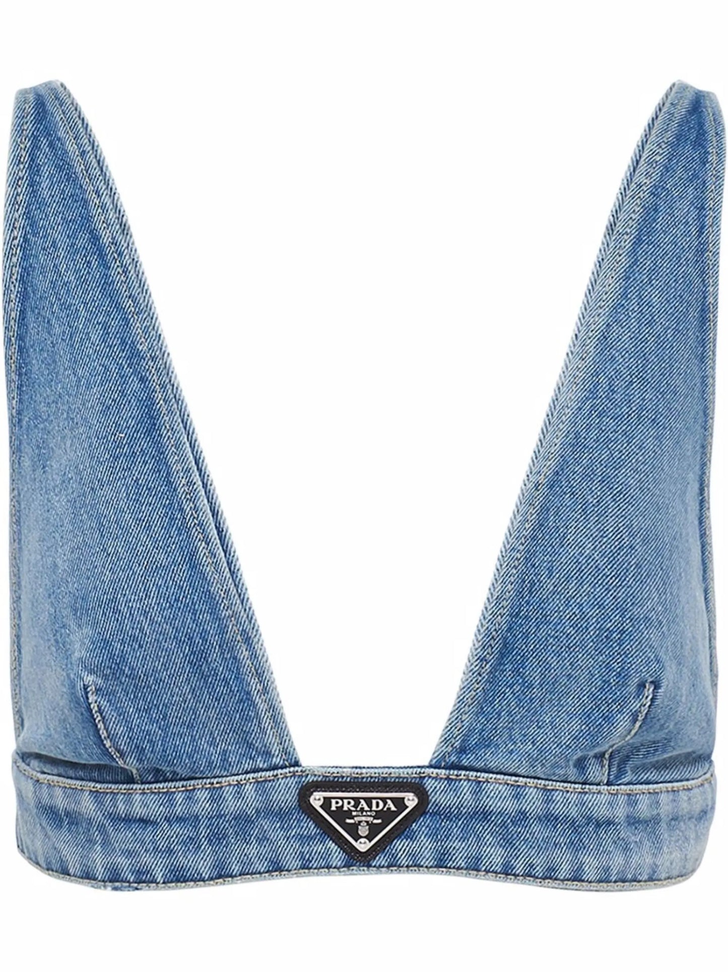 triangle-logo denim bralette