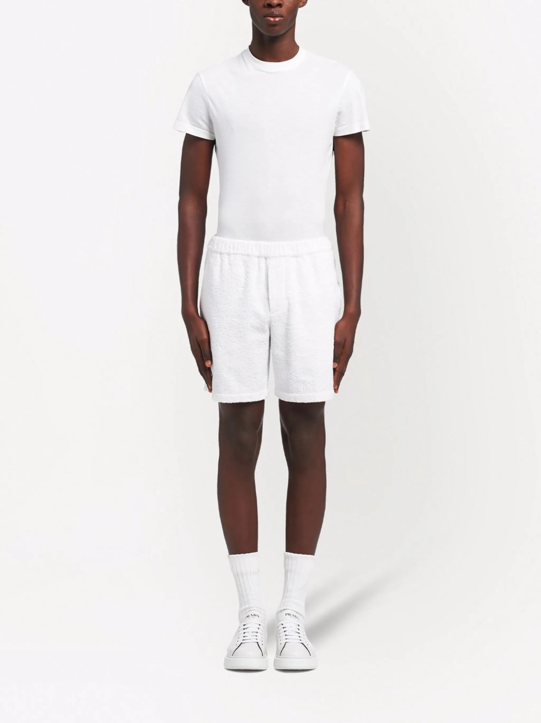 triangle-logo terrycloth shorts