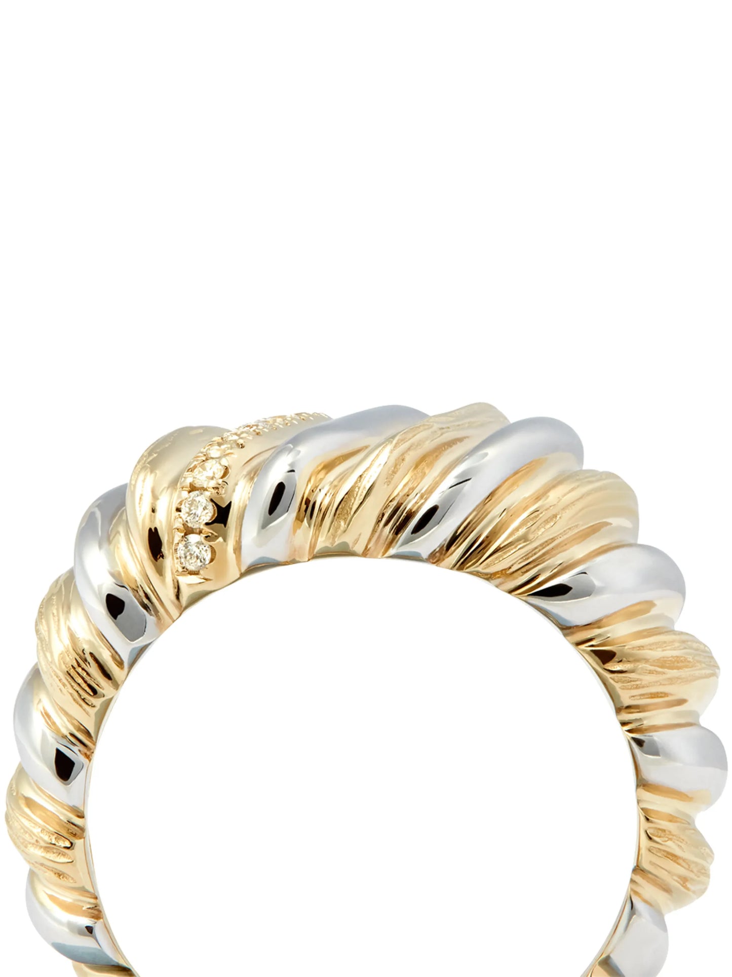 9kt yellow gold Gaufrette diamond signet ring