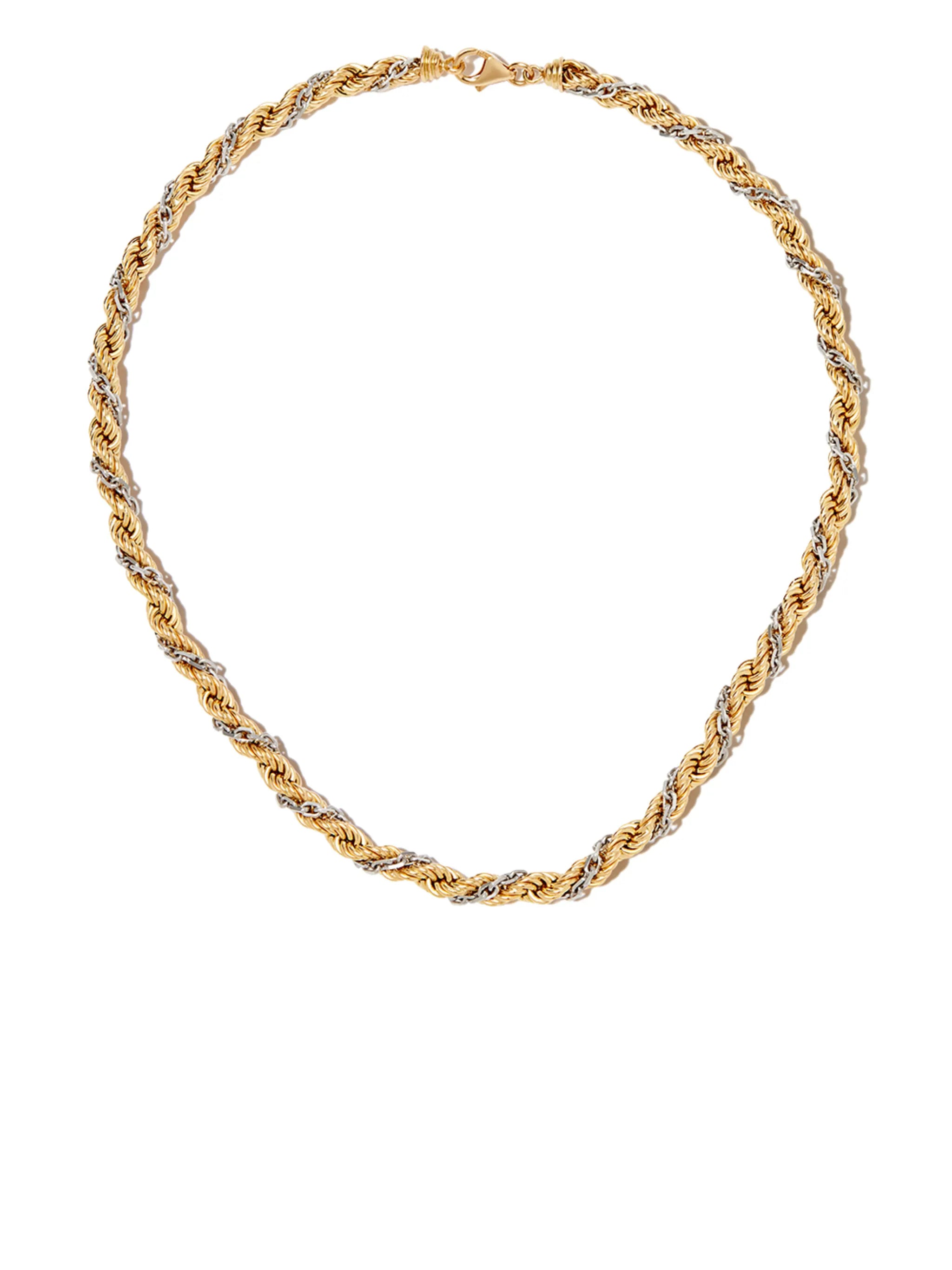 18kt yellow and white gold rope-chain necklace