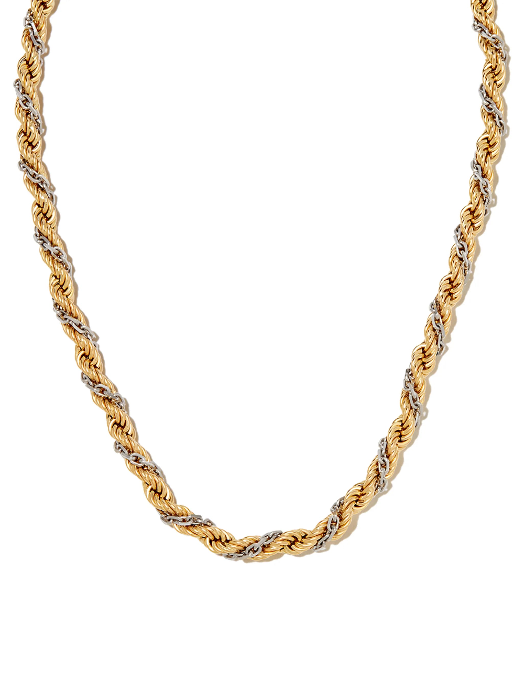 18kt yellow and white gold rope-chain necklace