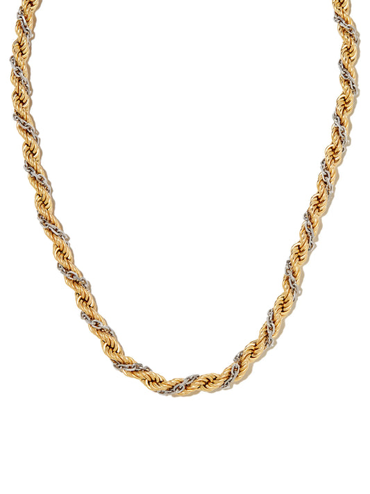 18kt yellow and white gold rope-chain necklace