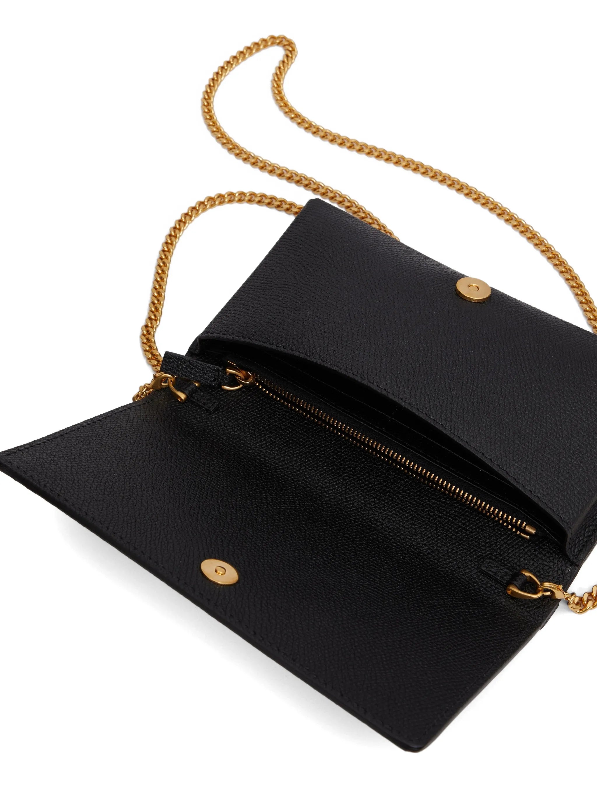 VLogo Signature grainy calfskin wallet with chain