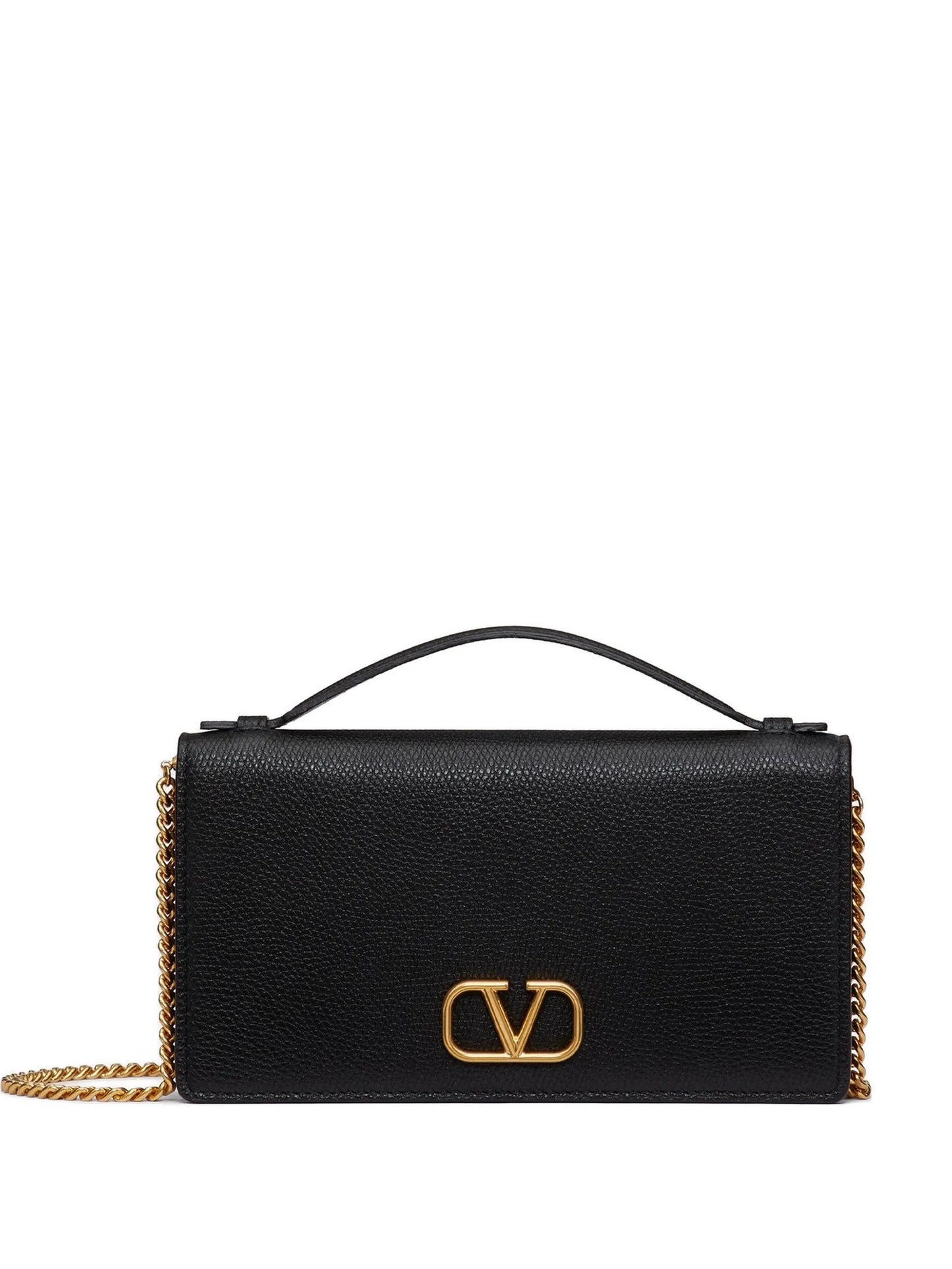 VLogo Signature grainy calfskin wallet with chain