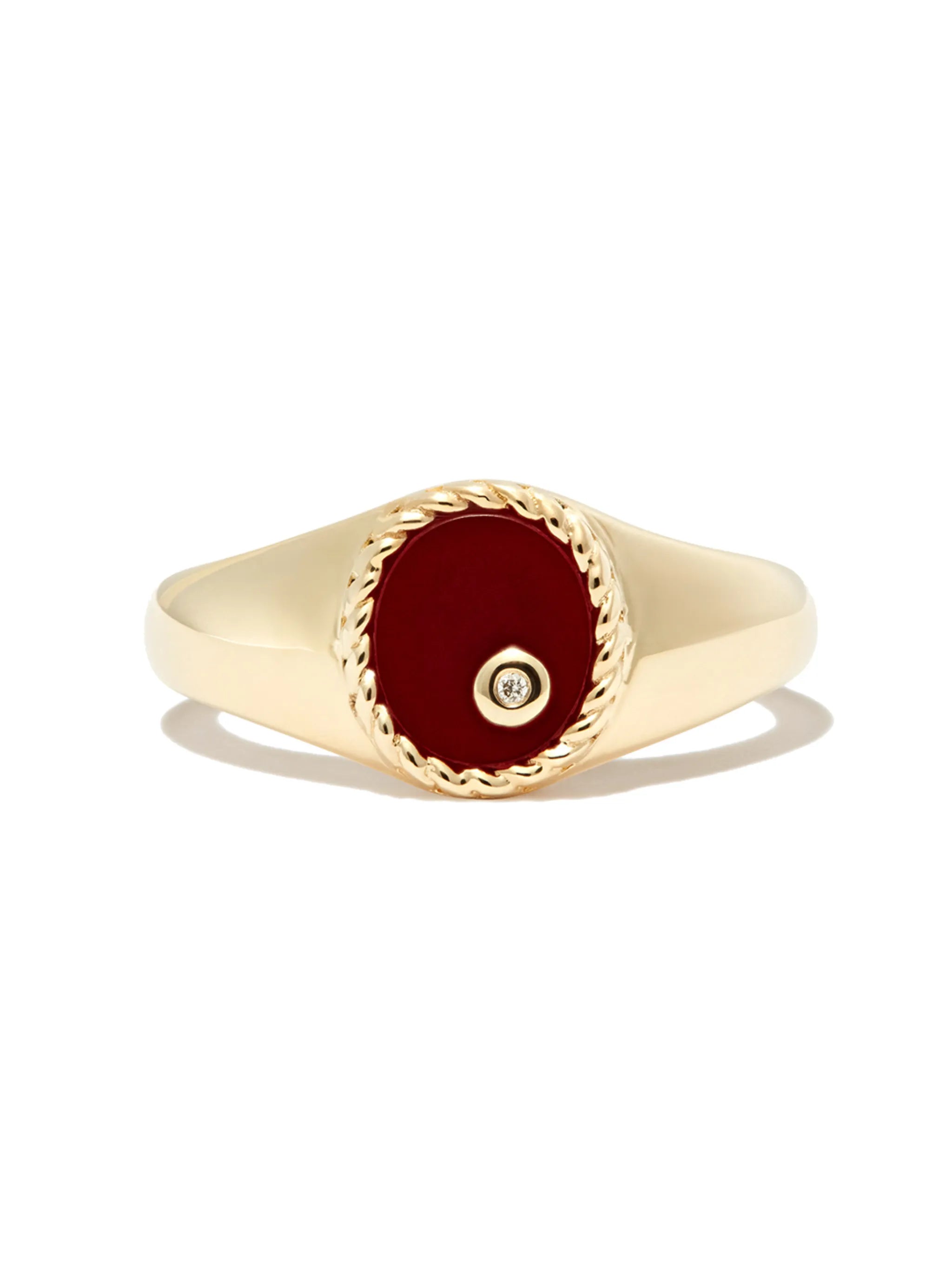 9kt yellow gold agate signet ring