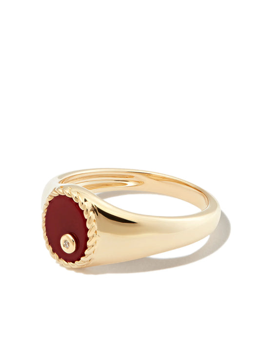 9kt yellow gold agate signet ring
