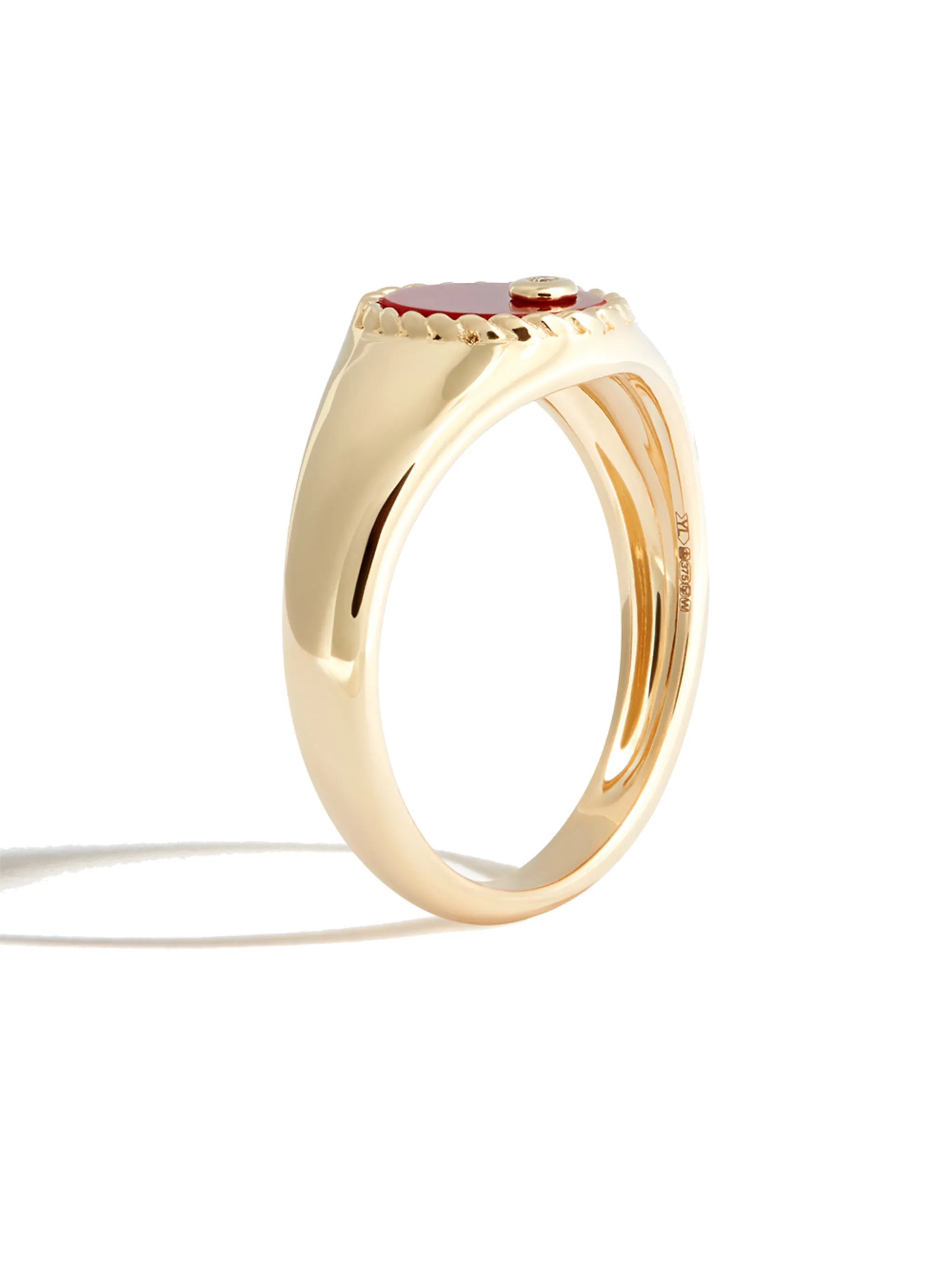 9kt yellow gold agate signet ring