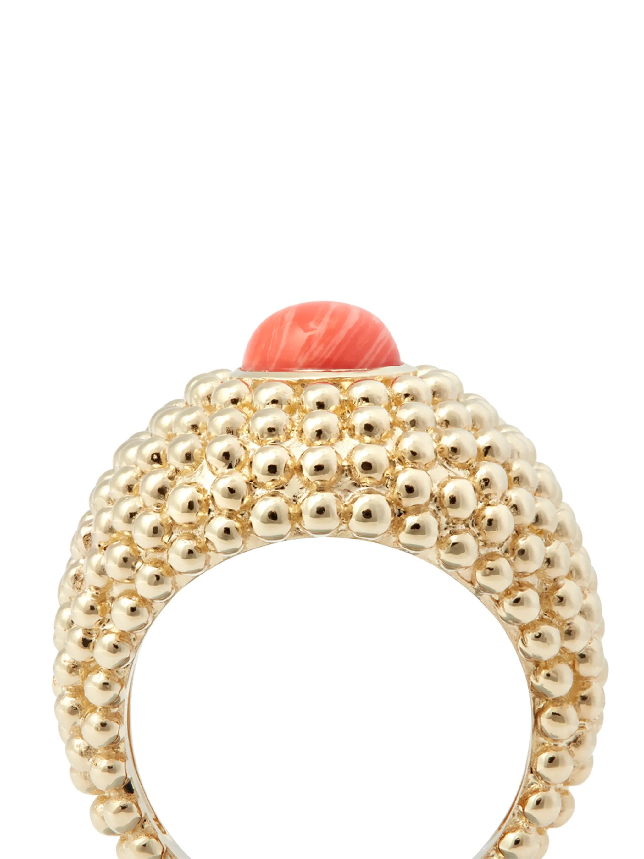 9kt yellow gold Bulle coral signet ring