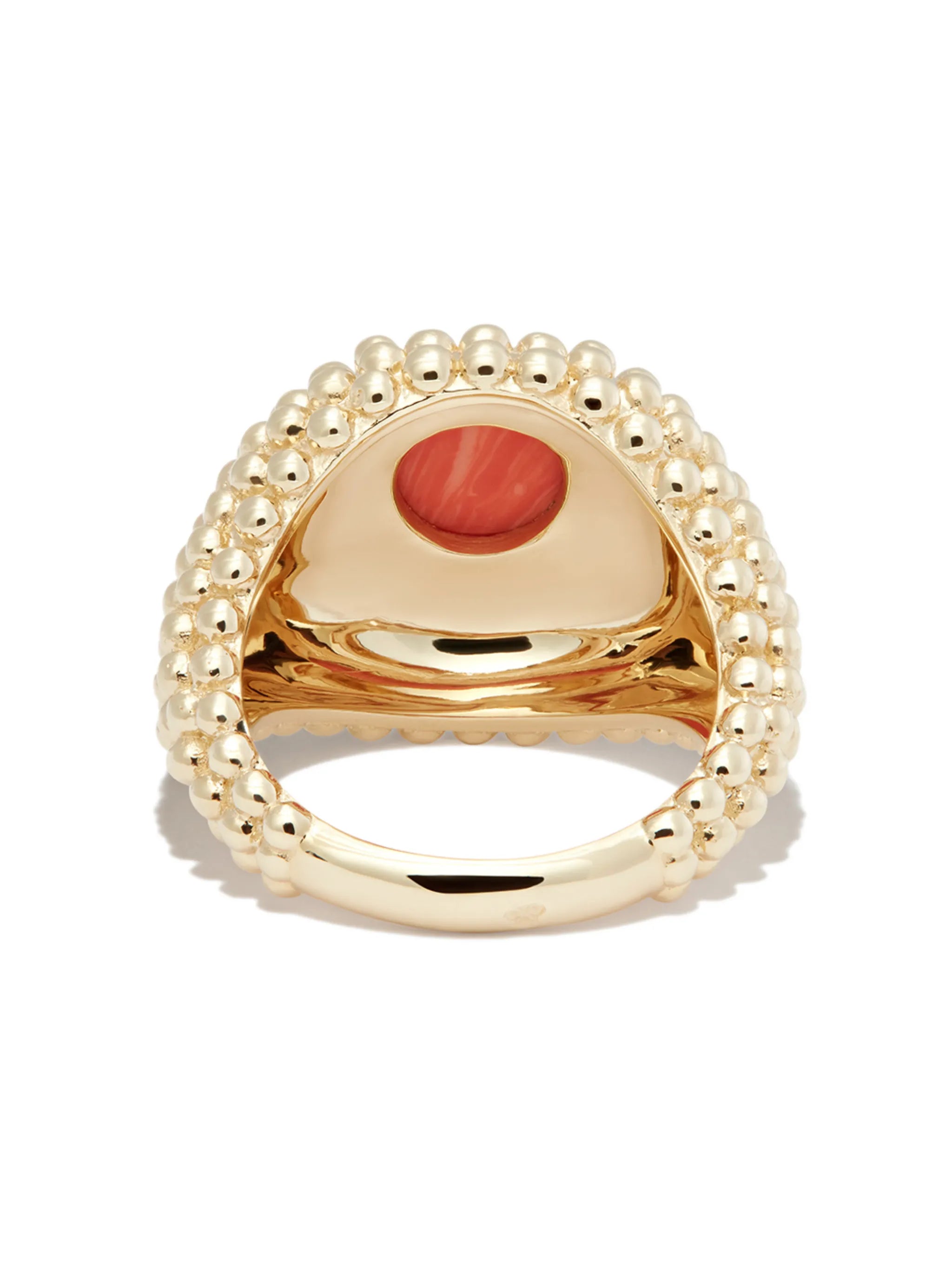 9kt yellow gold Bulle coral signet ring