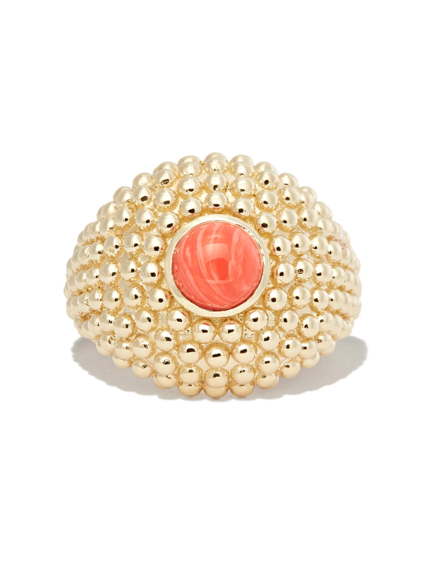 9kt yellow gold Bulle coral signet ring