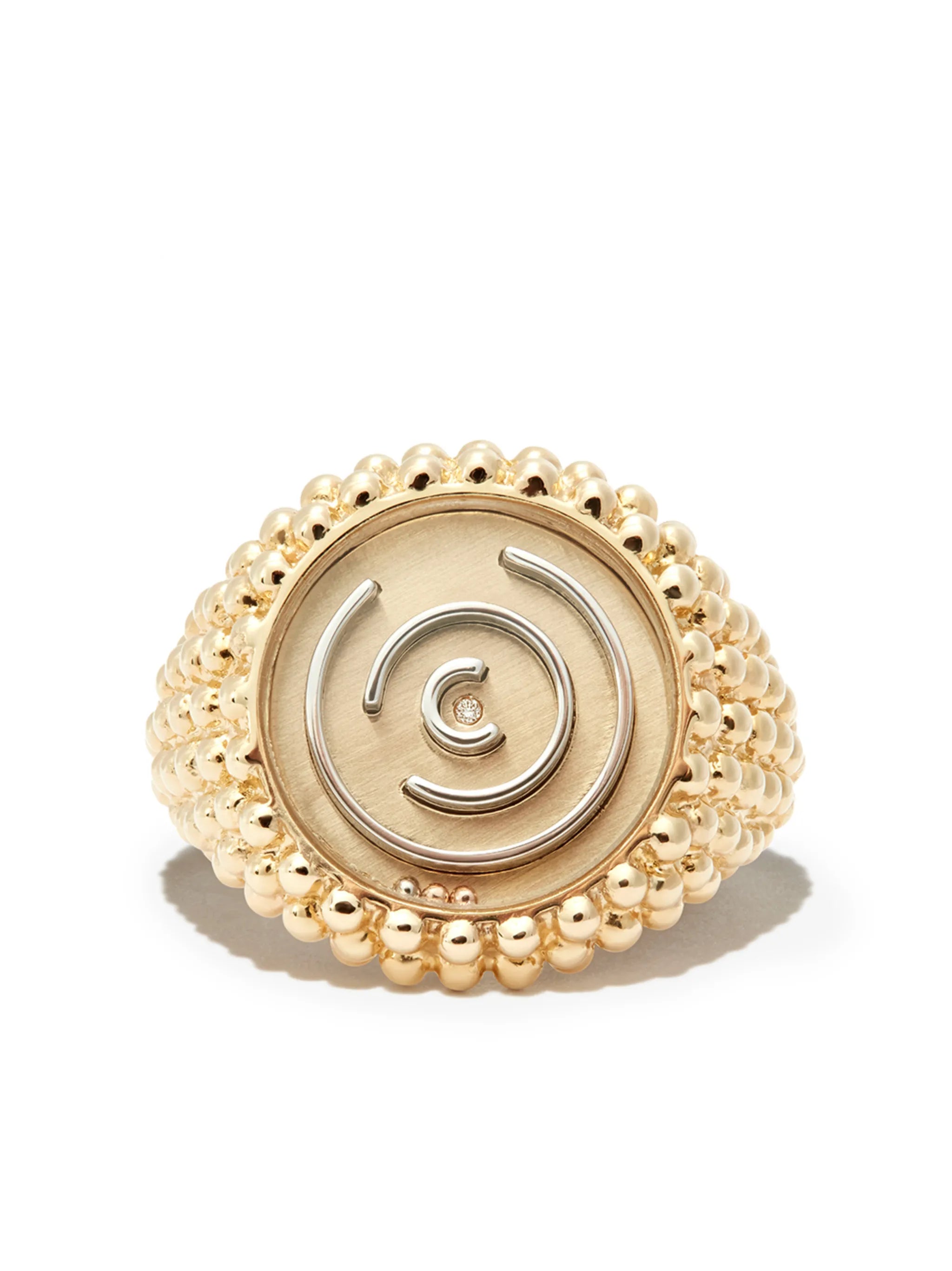 9kt yellow gold Labyrinth signet ring