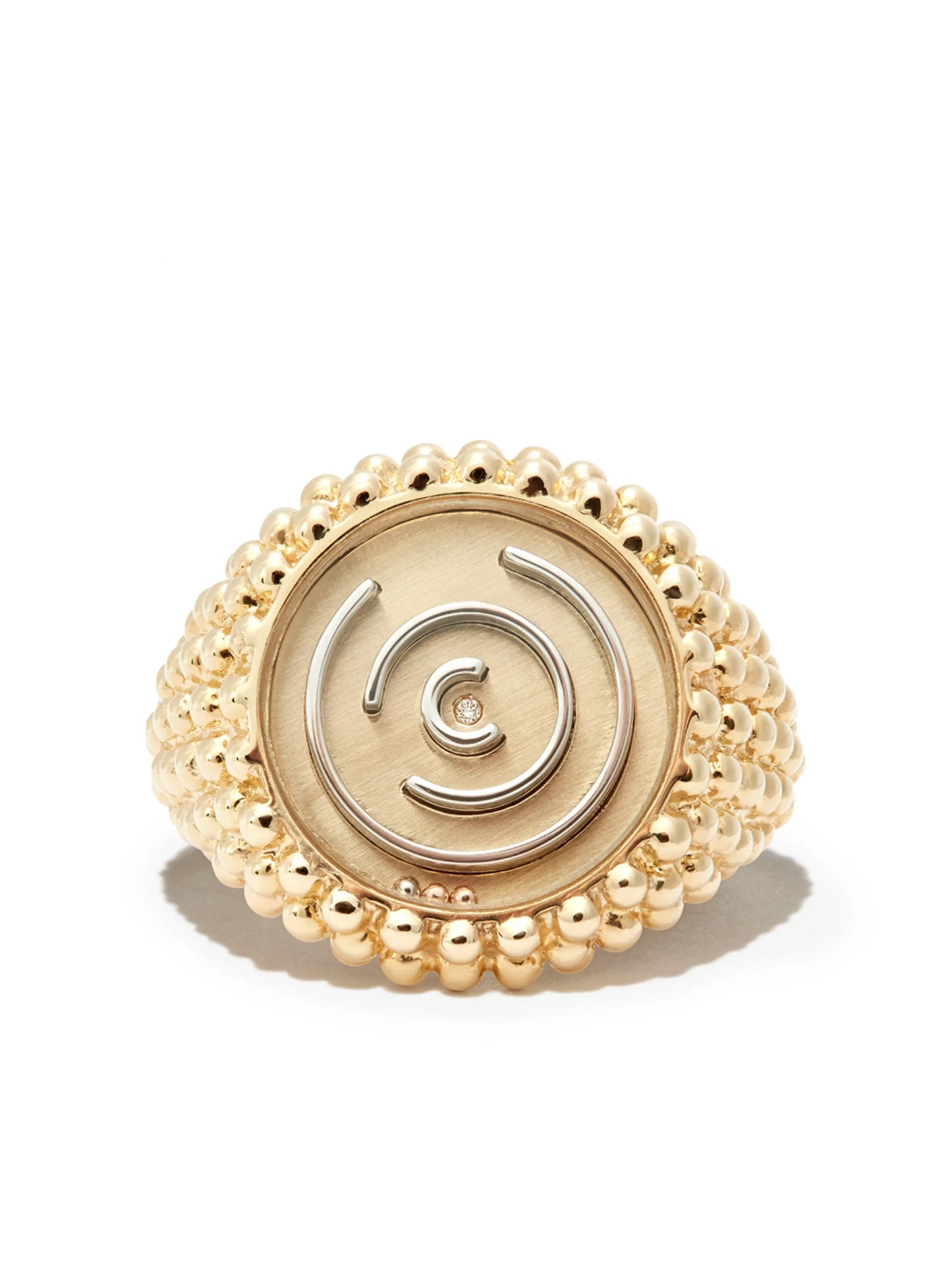 9kt yellow gold Labyrinth signet ring