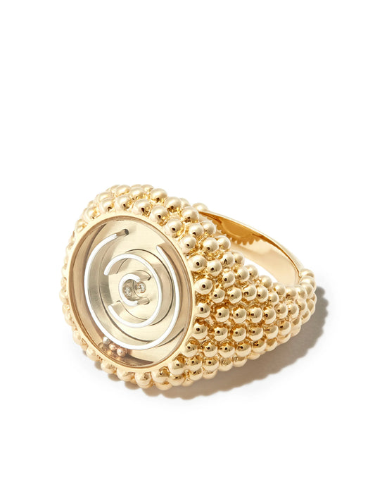 9kt yellow gold Labyrinth signet ring