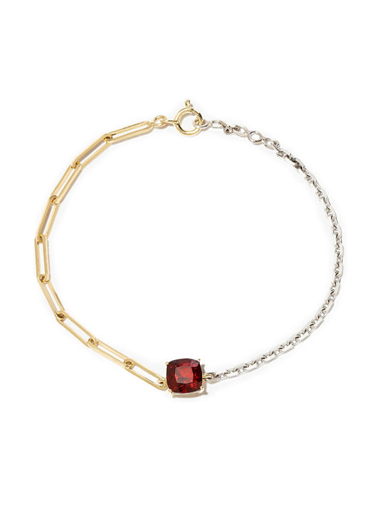 18kt yellow and white gold garnet chain-link bracelet