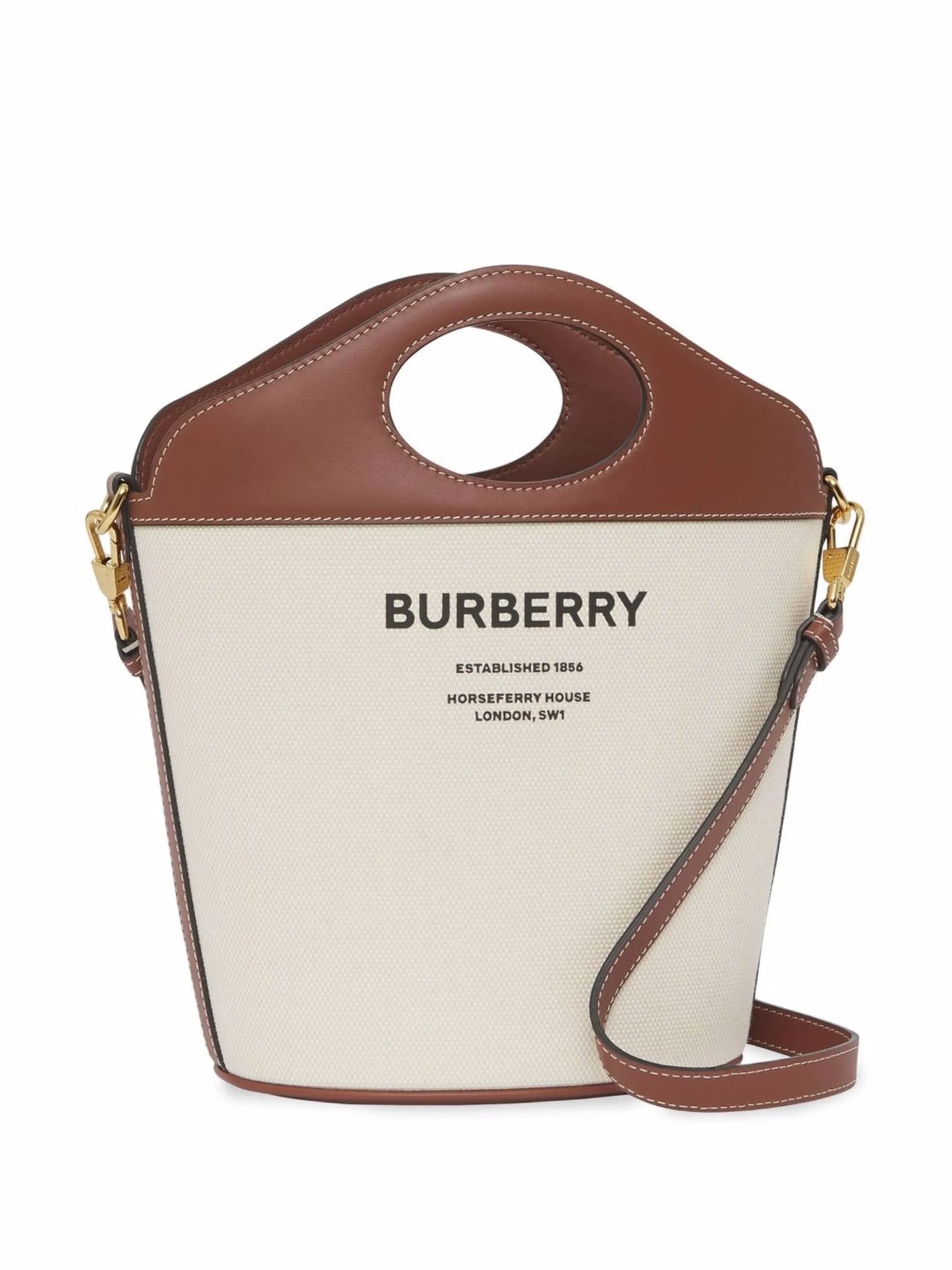 small two-tone bucket bag
