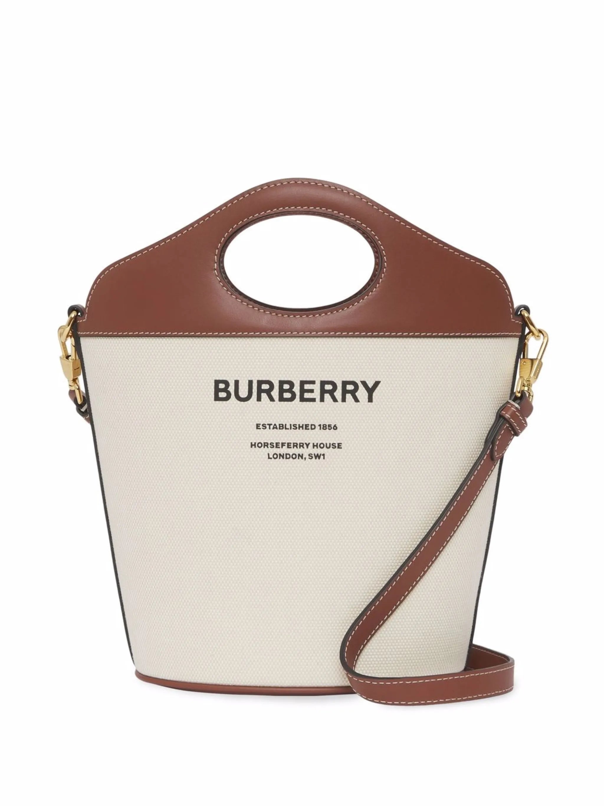 small two-tone bucket bag