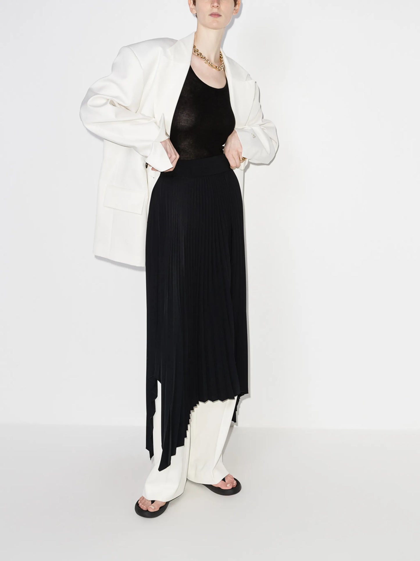 accordion pleated midi skirt