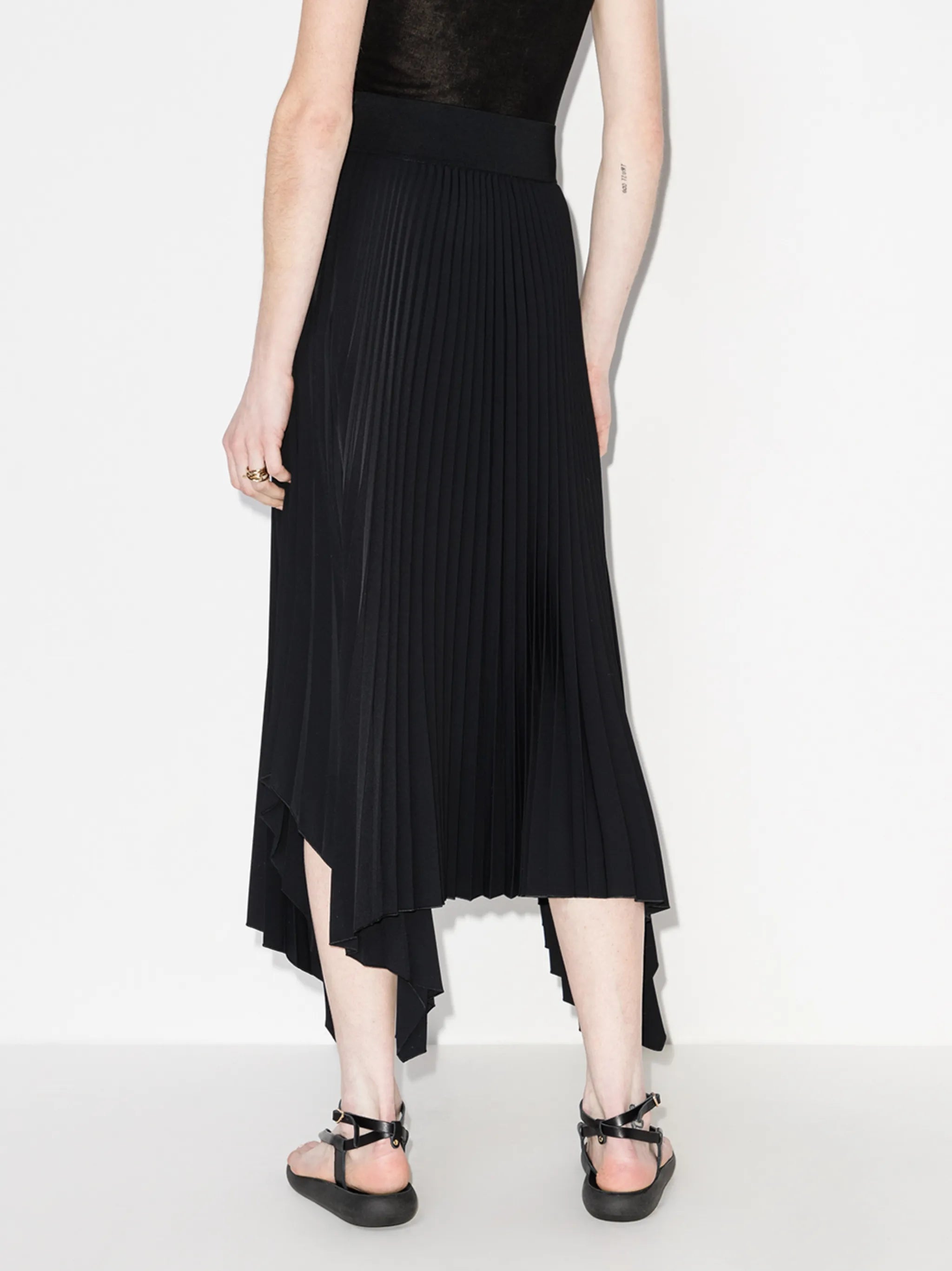 accordion pleated midi skirt