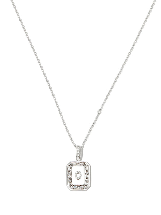 18kt white gold O-initial bead-chain necklace
